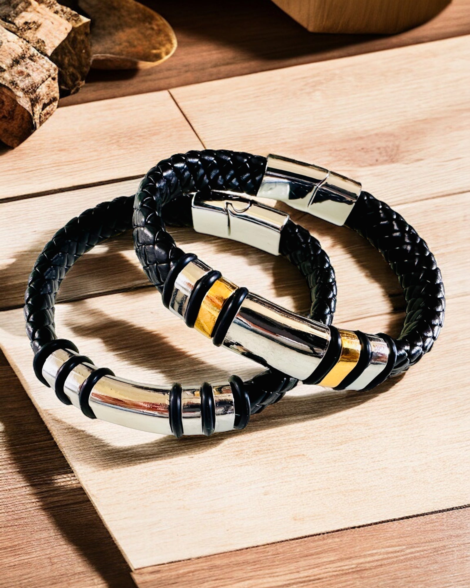 Μοντέρνο Βραχιόλι Hip Hop για Άνδρες με Προσαρμοσμένη Χάραξη και Μαγνητικό Κούμπωμα – Επιλέξτε Στυλ με Ασημένιες ή Χρυσές Λεπτομέρειες, 22cm Δέρμα PU