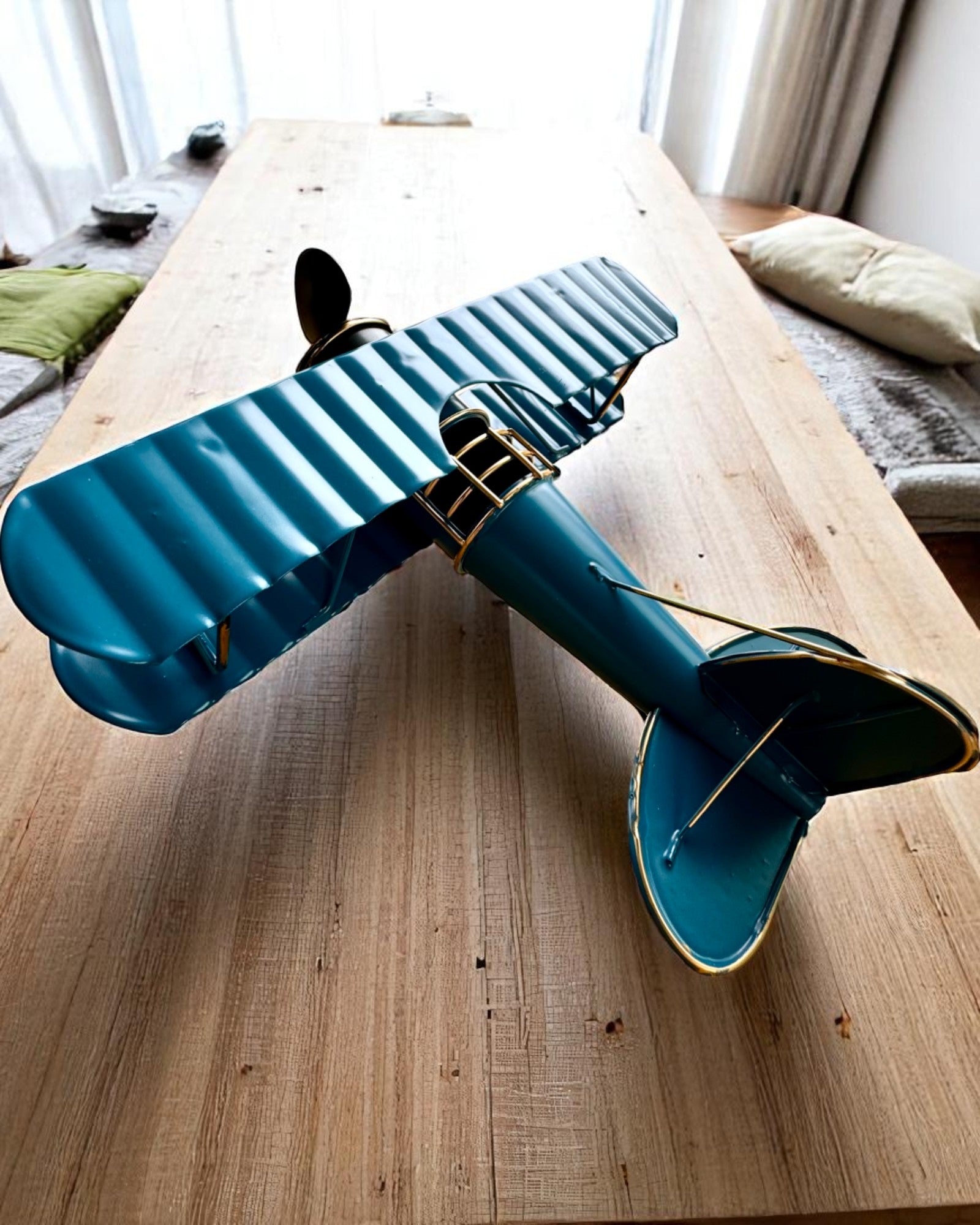 Μεταλλικό μοντέλο αεροπλάνου Blue Baron – ρετρό, για δώρο, με επιλογή χάραξης