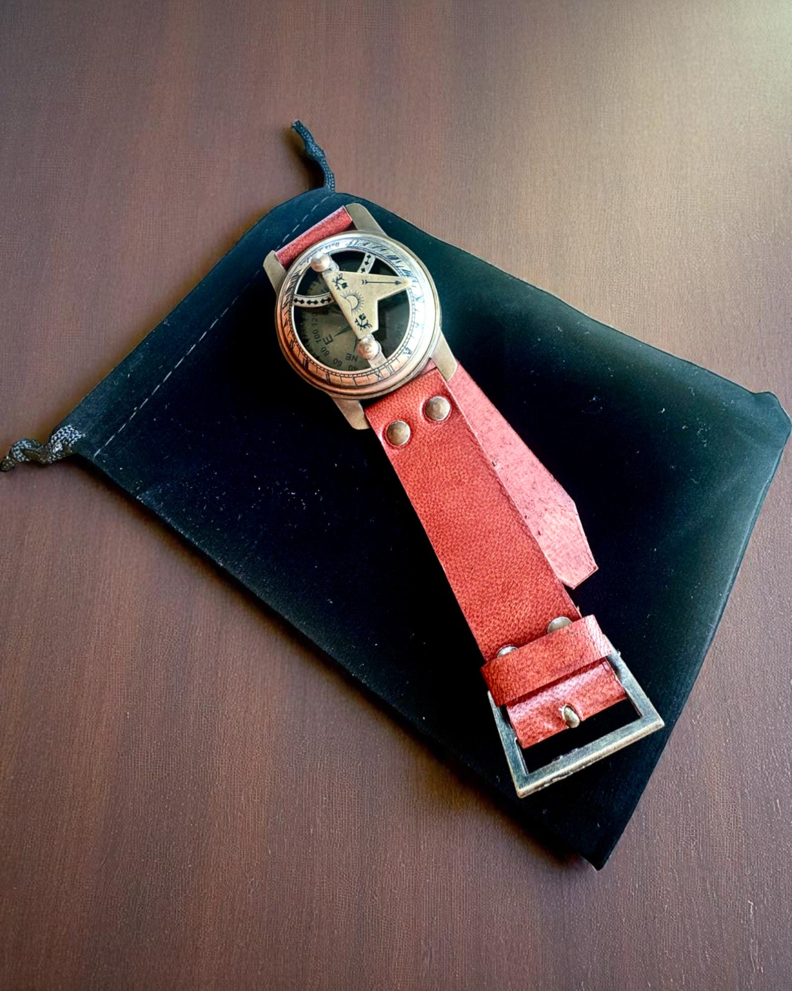 Ηλιακό Ρολόι με Πυξίδα - Χειροποίητο, Αυθεντική Χειροτεχνία, δυνατότητα χάραξης