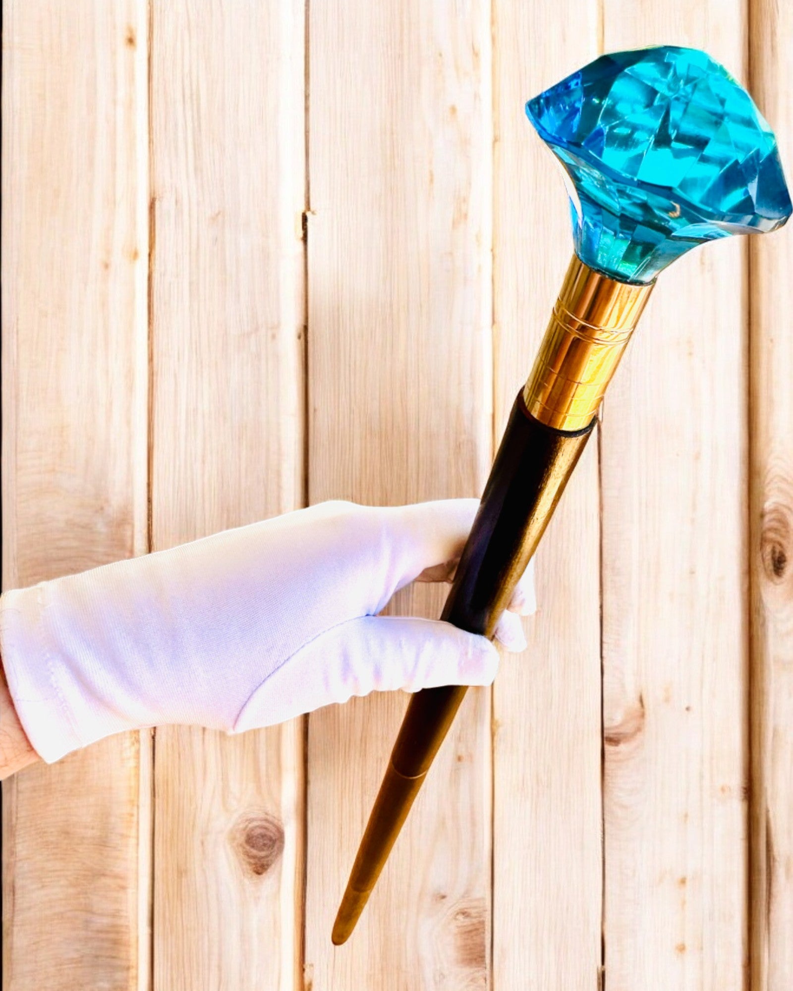 Ράβδος για περπάτημα "Μπλε Διαμάντι" - Ξύλινη Χειροποίητη, δυνατότητα χάραξης