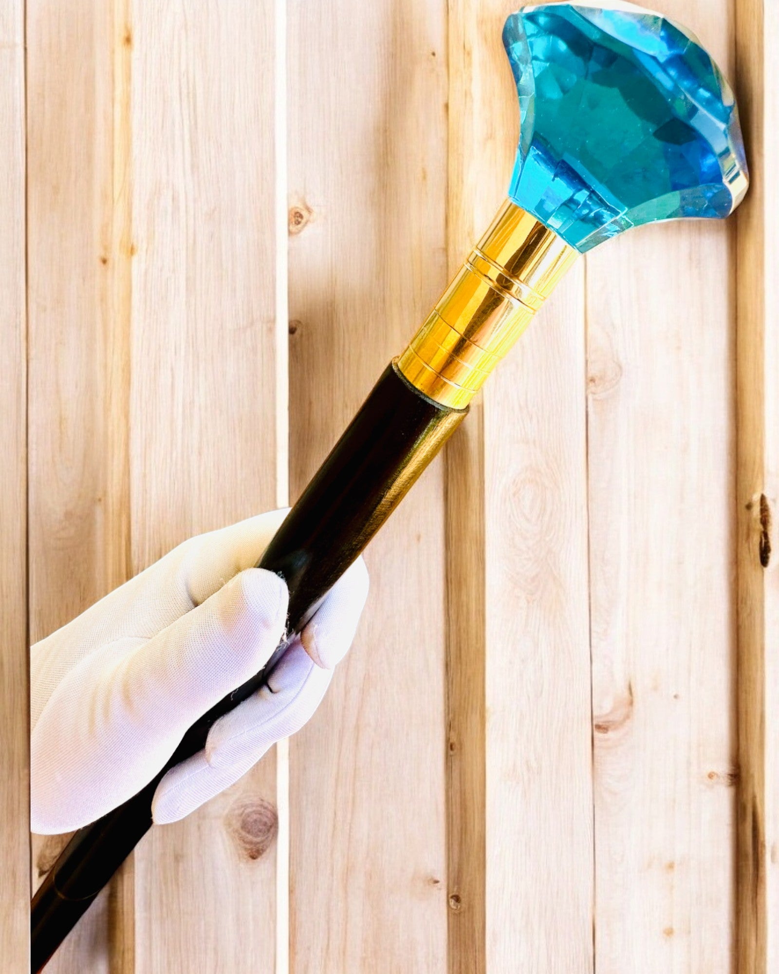 Ράβδος για περπάτημα "Μπλε Διαμάντι" - Ξύλινη Χειροποίητη, δυνατότητα χάραξης