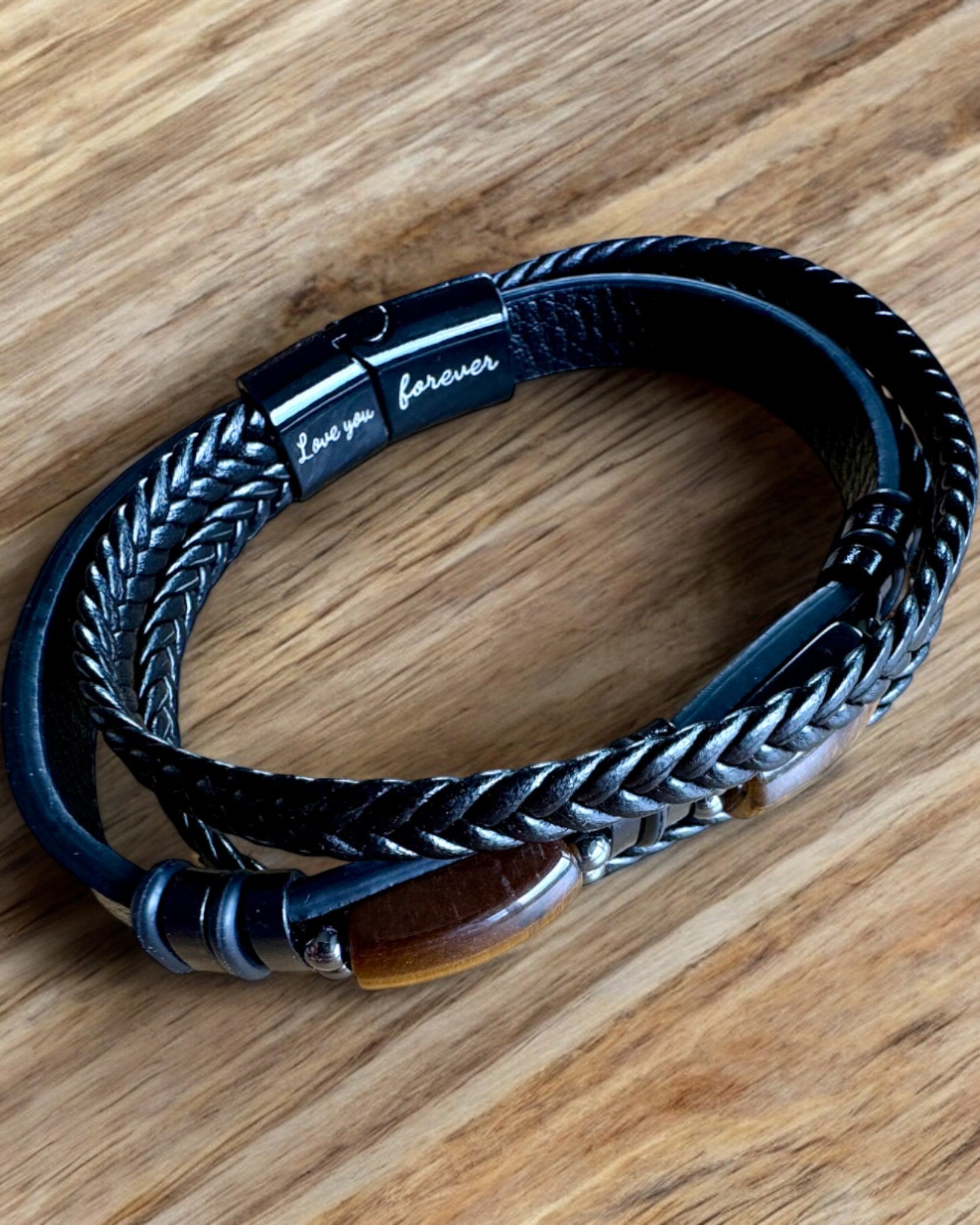 Ανδρικό Βραχιόλι Magnetic Love – δερμάτινο με δυνατότητα εξατομίκευσης με χάραξη για δώρο