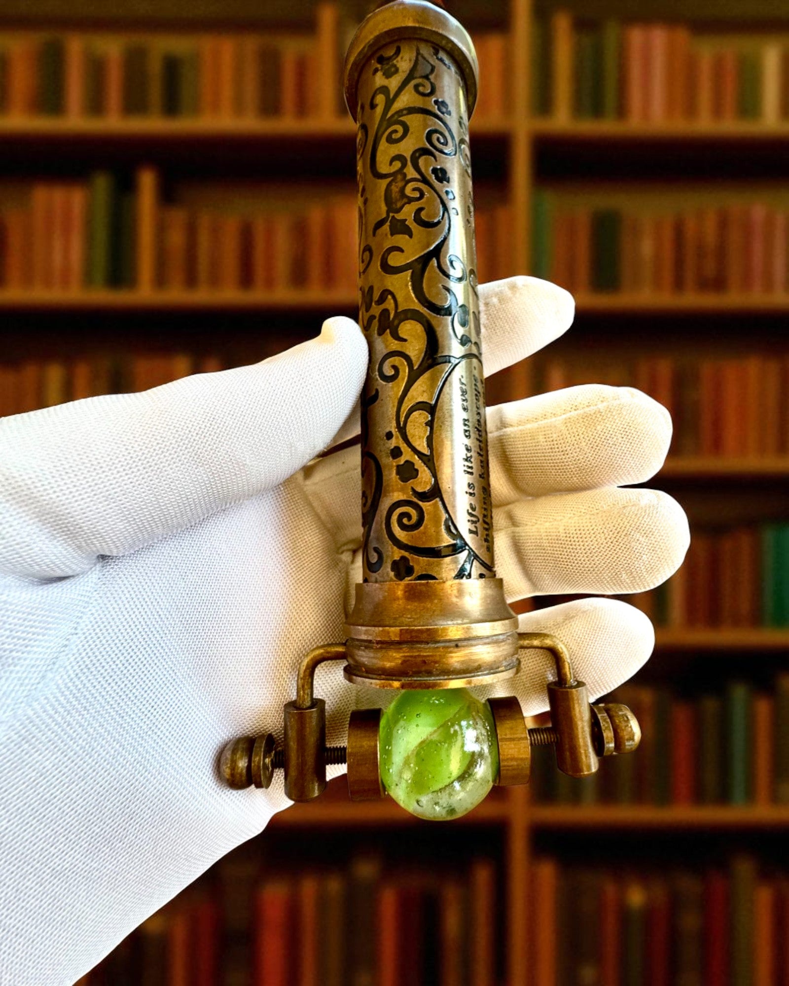 Καλειδοσκόπιο Vintage «Emerald Dreams», 15 cm – χειροποίητο, δυνατότητα εξατομίκευσης με χάραξη για δώρο