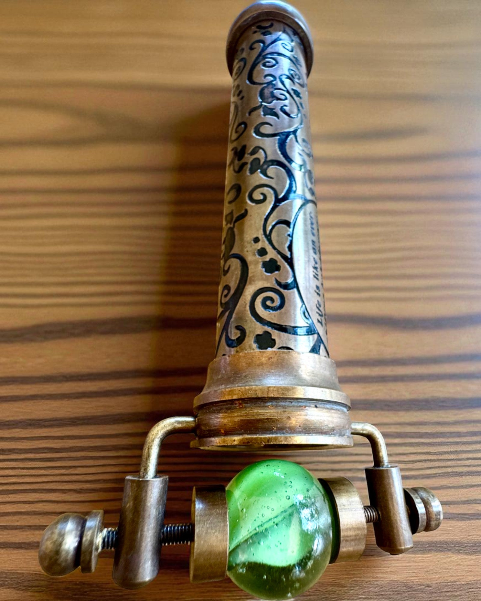 Kalejdoskop Vintage „Emerald Dreams”, 15 cm – ręcznie wykonany, możliwość personalizacji grawerem na prezent