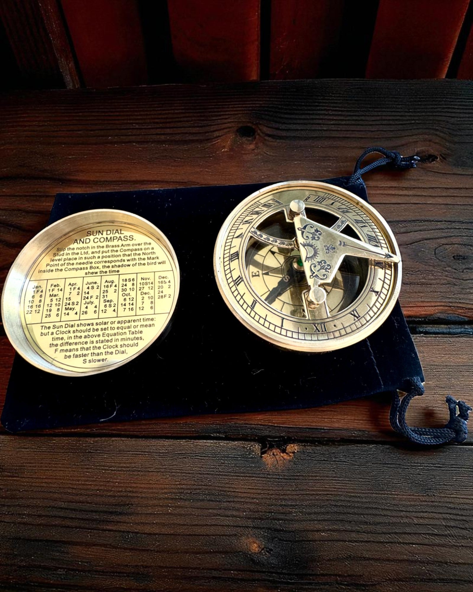 Ηλιακή Πυξίδα Voyager 7cm – ορειχάλκινο ηλιακό ρολόι με πυξίδα, εξατομίκευση με χάραξη για δώρο