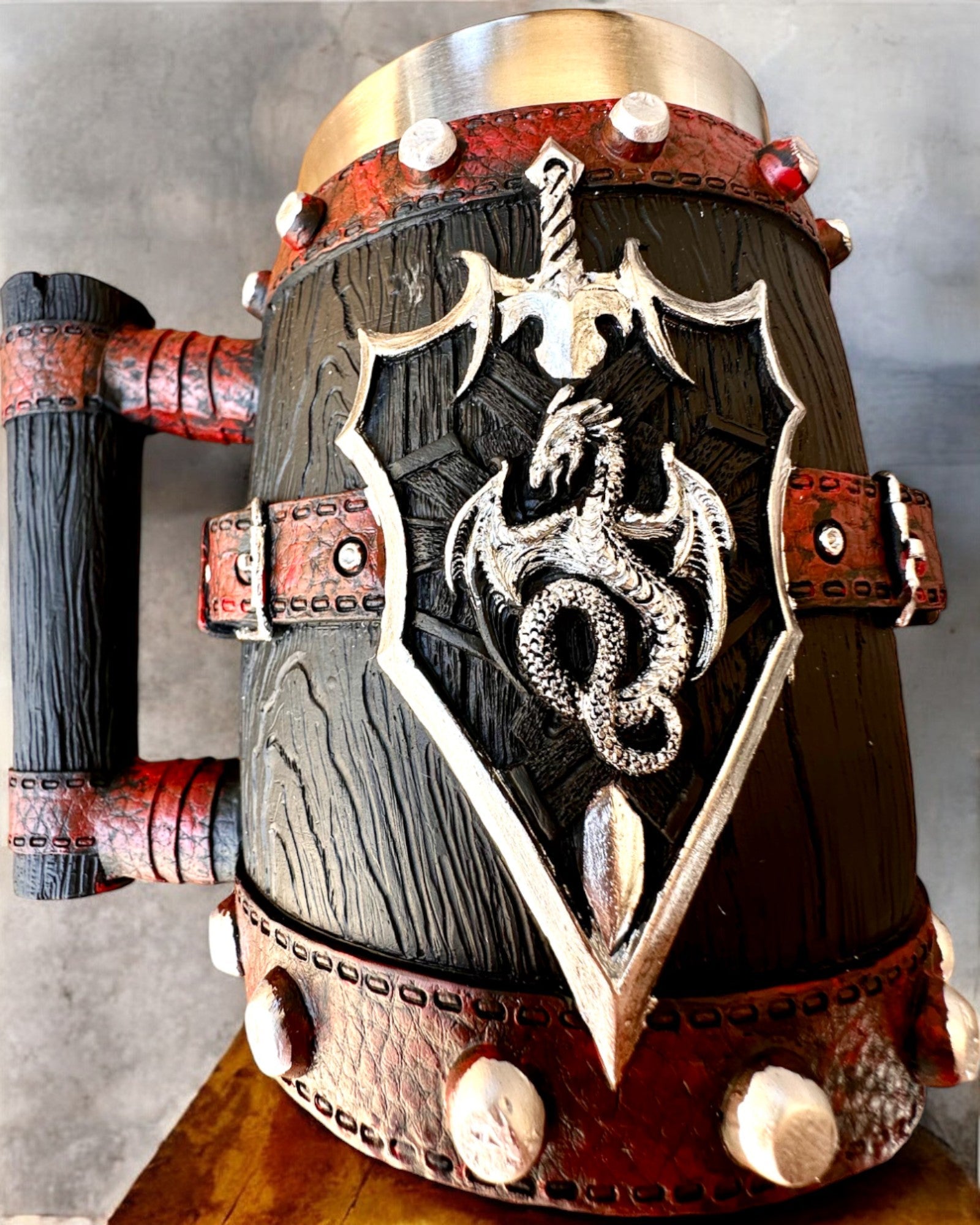 Μαύρη Κούπα του Πολεμιστή Δράκου με Δυνατότητα Χάραξης για δώρο, χωρητικότητα 600 ml