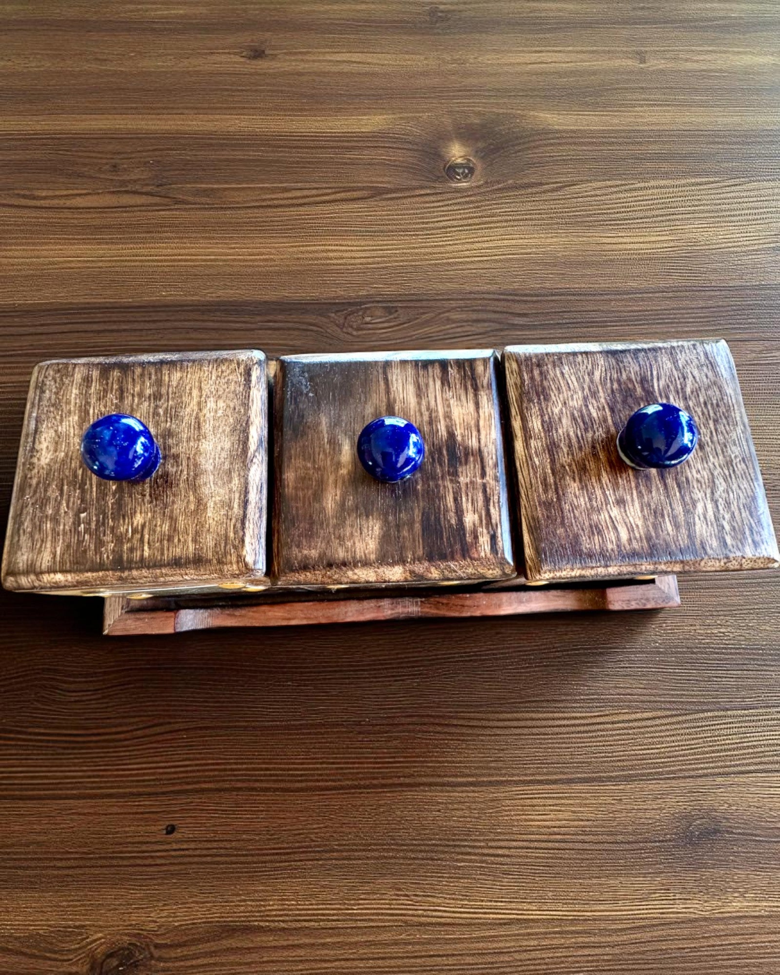 Σετ Royal Trio – Τσάι, Καφές, Ζάχαρη από ξύλο Shisham, χειροποίητο, με επιλογή χάραξης για δώρο