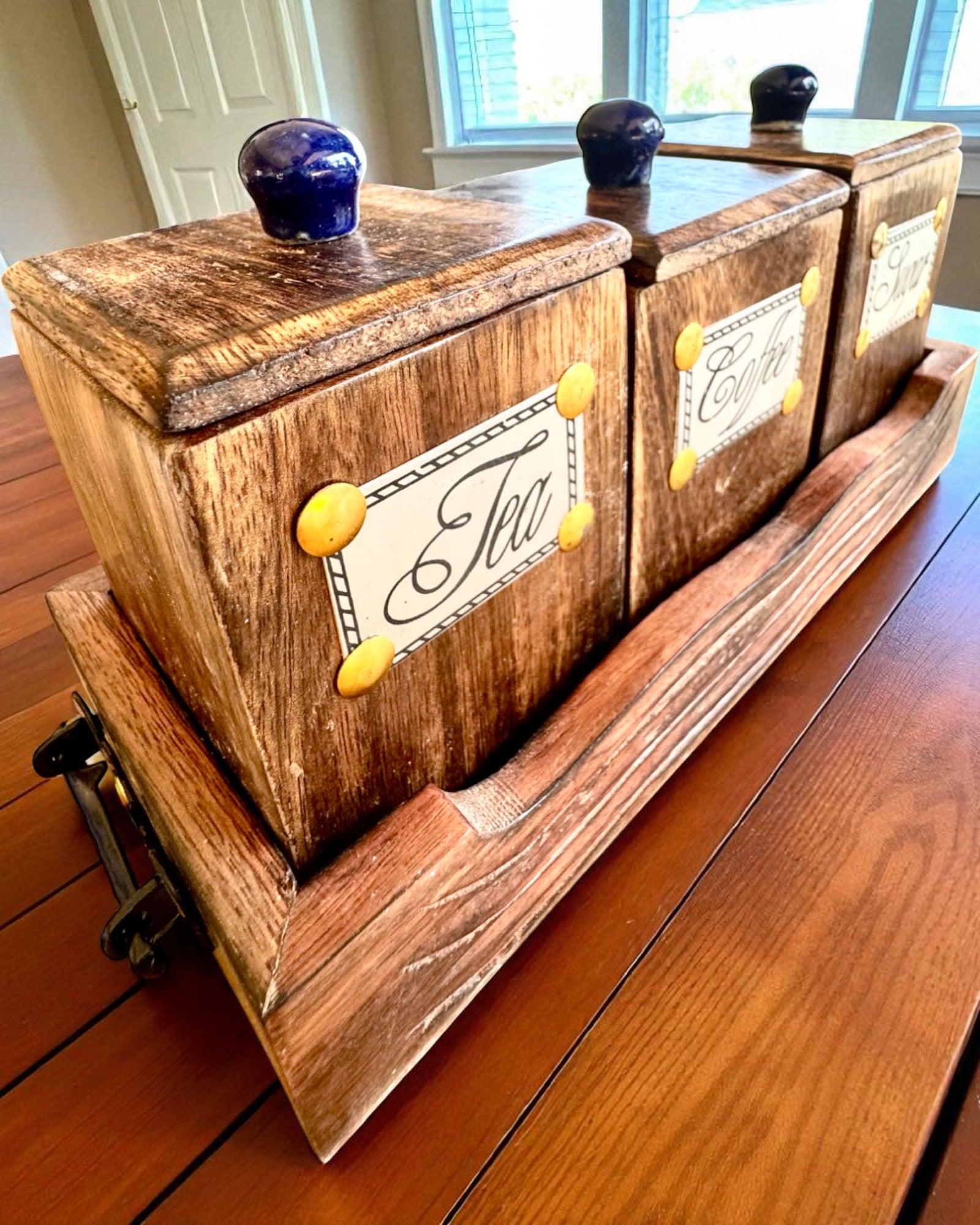 Σετ Royal Trio – Τσάι, Καφές, Ζάχαρη από ξύλο Shisham, χειροποίητο, με επιλογή χάραξης για δώρο