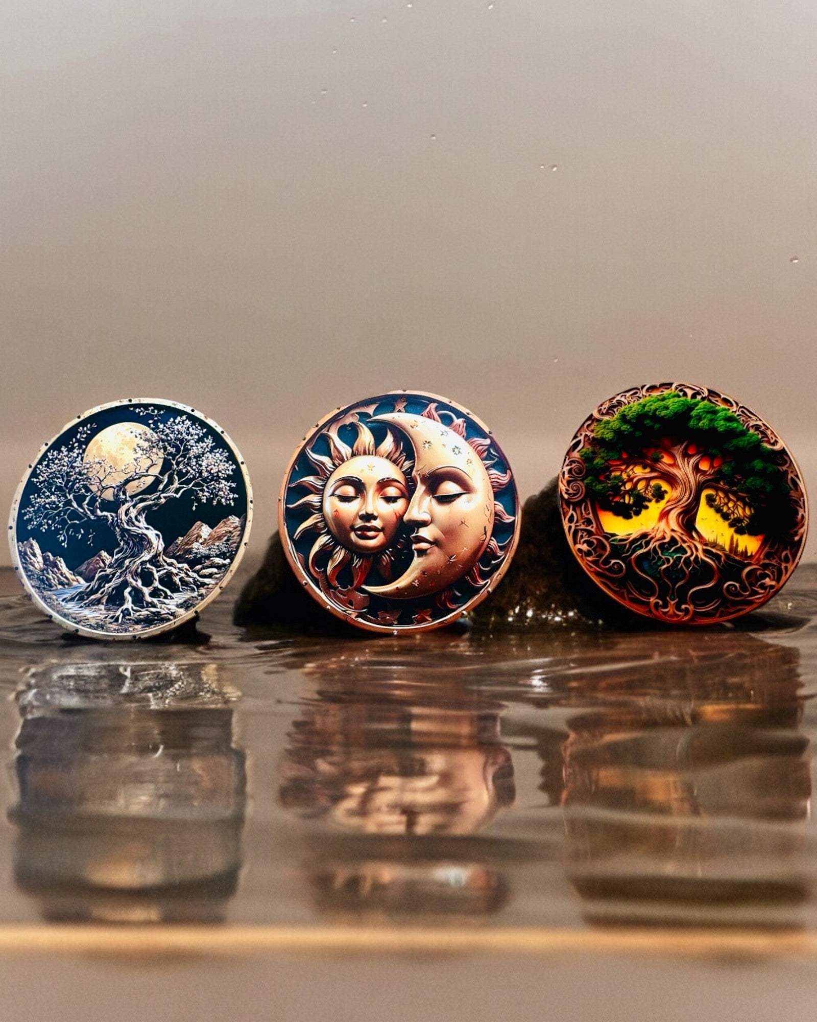 Μενταγιόν "Μαγικοί Κύκλοι της Φύσης" - δυνατότητα εξατομίκευσης με χάραξη. 3 επιλογές διαθέσιμες