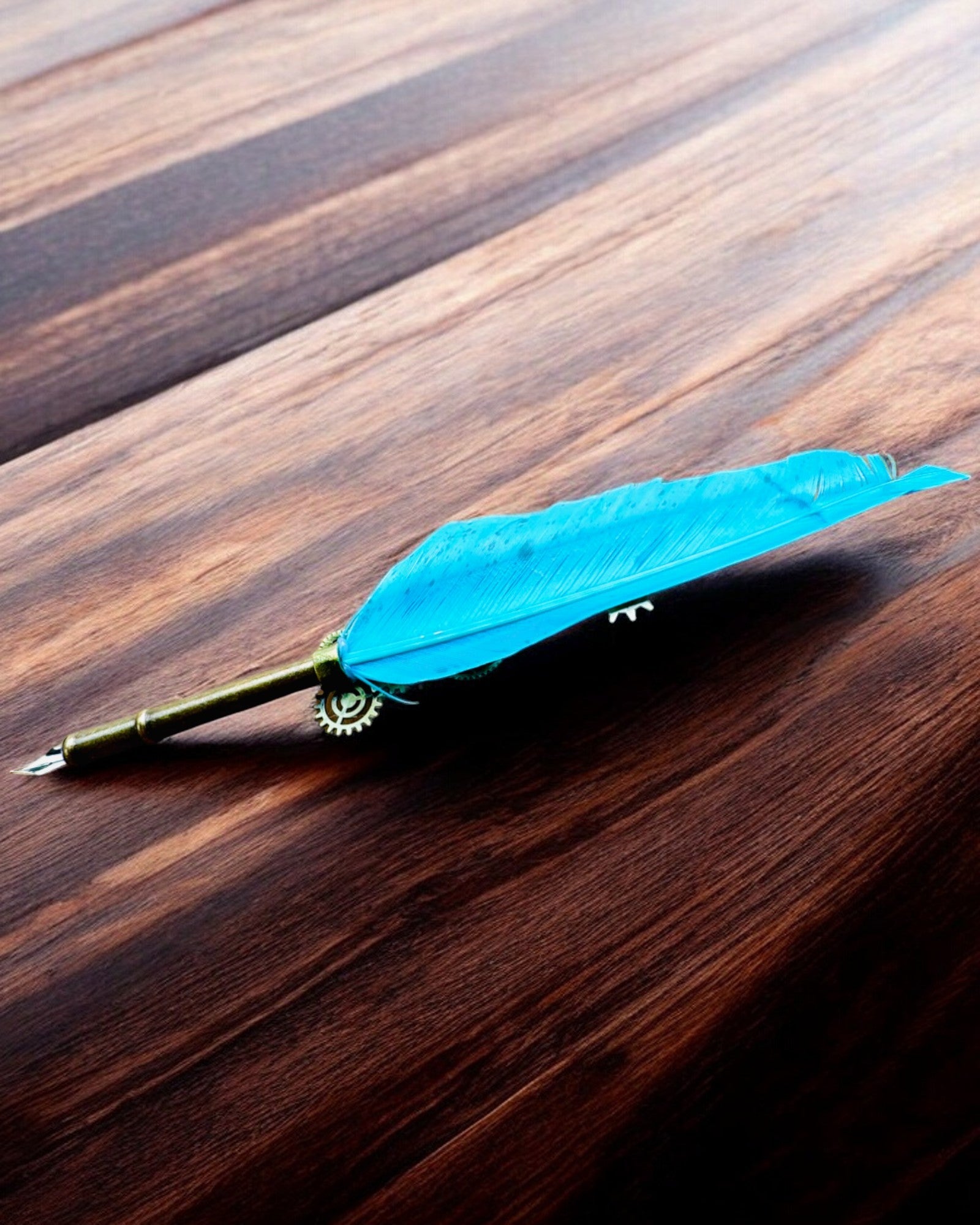 Καλλιγραφική Πένα "Steampunkowa Elegancja" με Φτερό Γαλοπούλας - Χειροποίητο, 5 επιλογές για να διαλέξετε, εξατομίκευση με χάραξη για δώρο