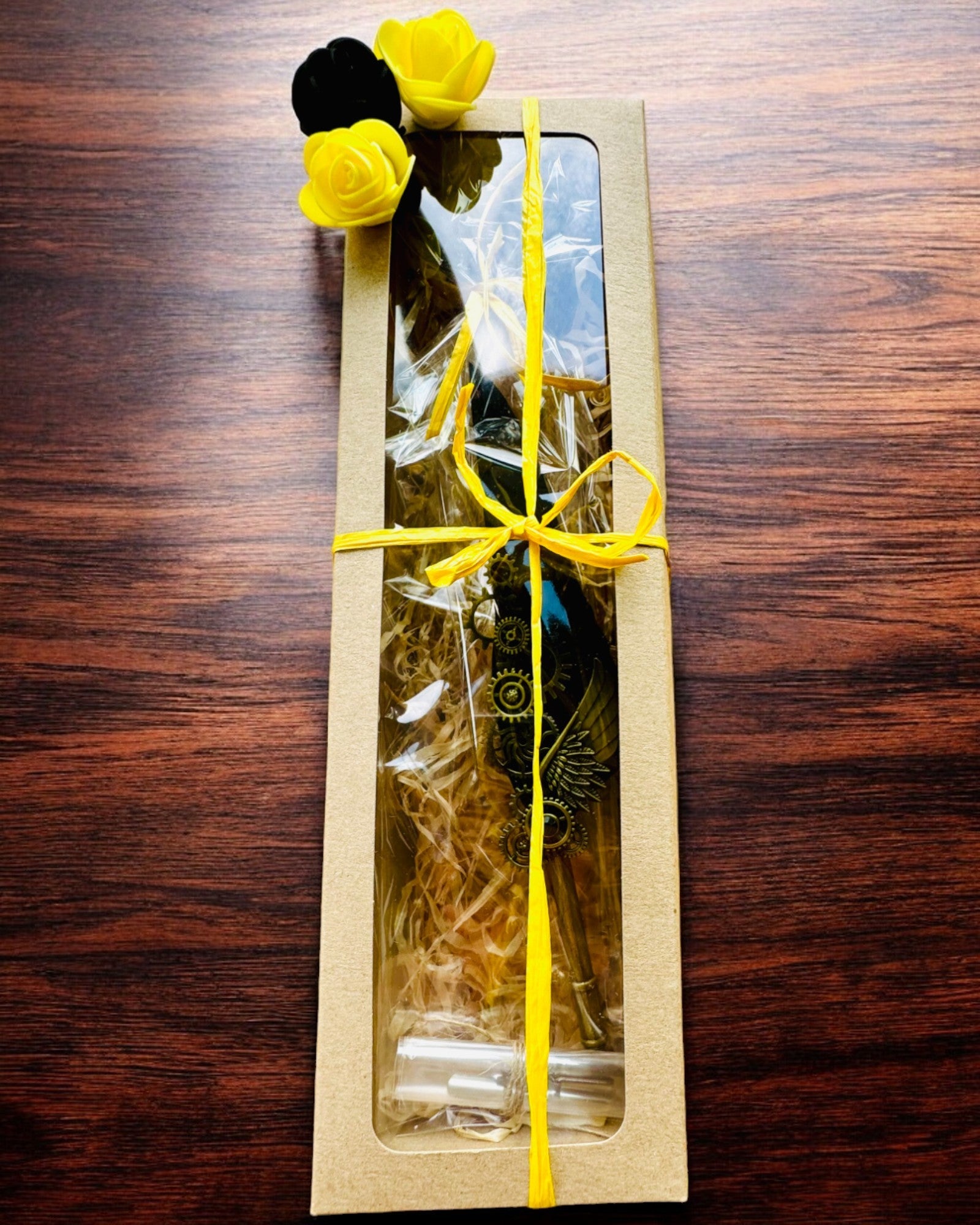 Καλλιγραφική Πένα "Steampunkowa Elegancja" με Φτερό Γαλοπούλας - Χειροποίητο, 5 επιλογές για να διαλέξετε, εξατομίκευση με χάραξη για δώρο