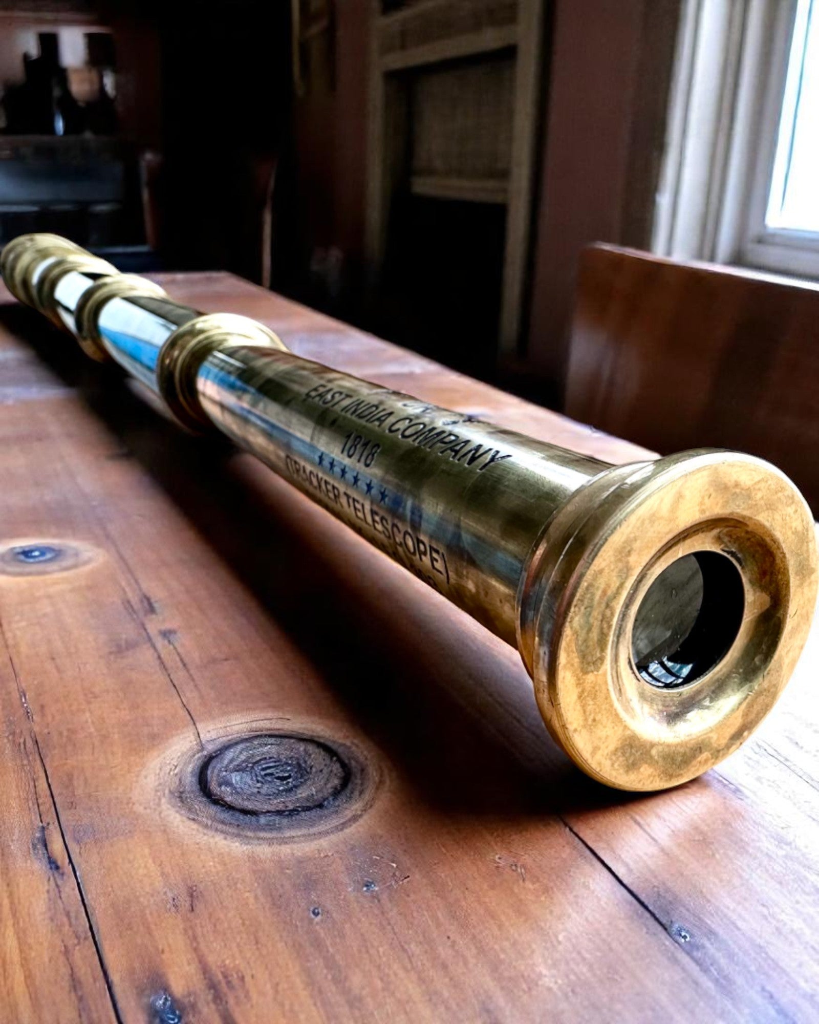 Βασιλική Διόπτρα "Voyager 1818" – Αποκλειστική, Ορειχάλκινη, 83 εκ., χειροποίητη, θήκη από Γνήσιο Δέρμα – Συλλεκτική Έκδοση, εξατομίκευση με χάραξη για δώρο