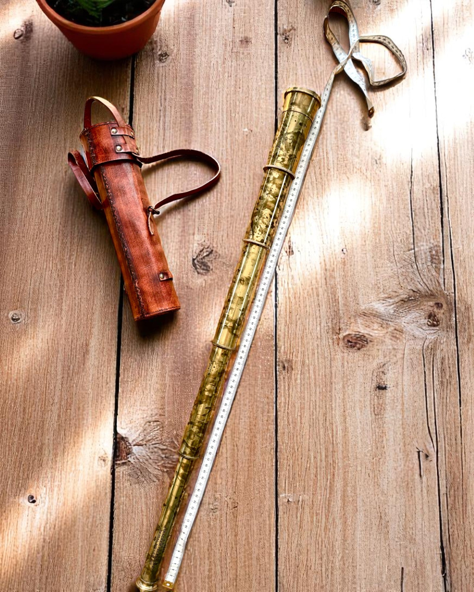 Βασιλική Διόπτρα "Voyager 1818" – Αποκλειστική, Ορειχάλκινη, 83 εκ., χειροποίητη, θήκη από Γνήσιο Δέρμα – Συλλεκτική Έκδοση, εξατομίκευση με χάραξη για δώρο