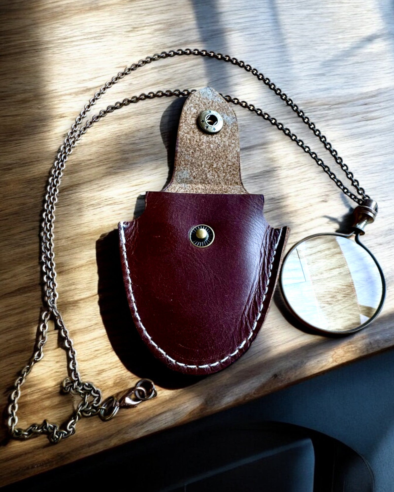 Vintage Look - Μεγεθυντικός Φακός από Γυαλί με Δερμάτινη Θήκη, δυνατότητα εξατομίκευσης με χάραξη