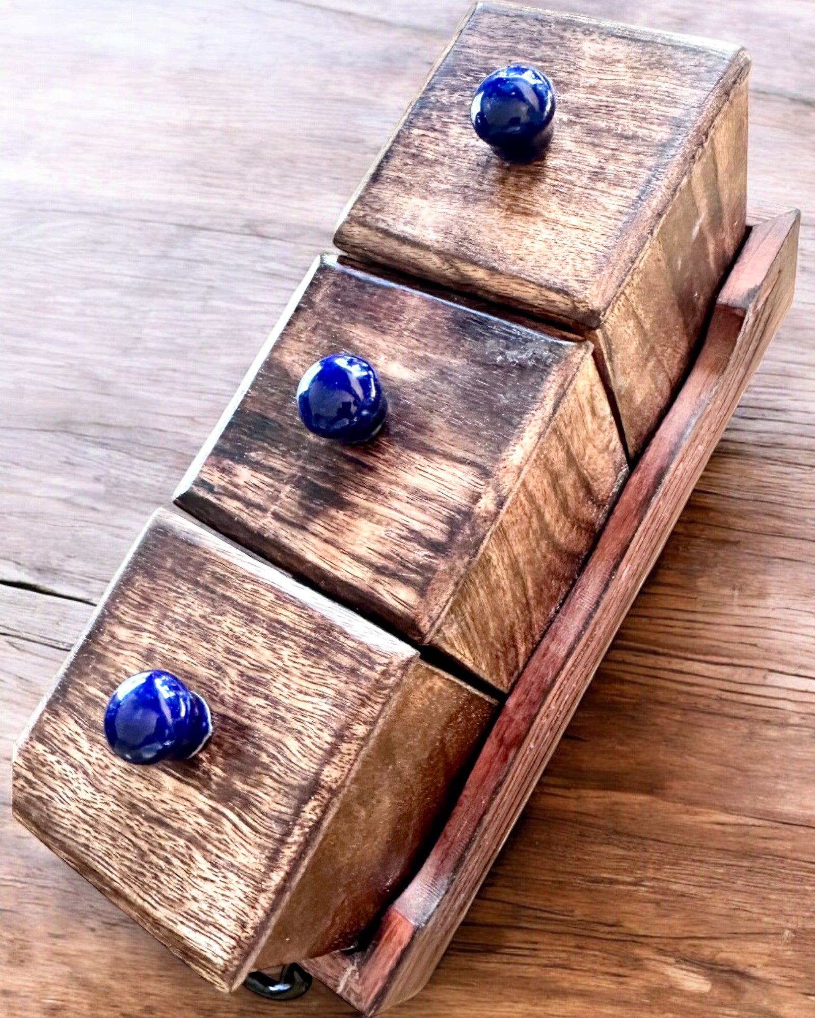 Σετ Royal Trio – Τσάι, Καφές, Ζάχαρη από ξύλο Shisham, χειροποίητο, με επιλογή χάραξης για δώρο