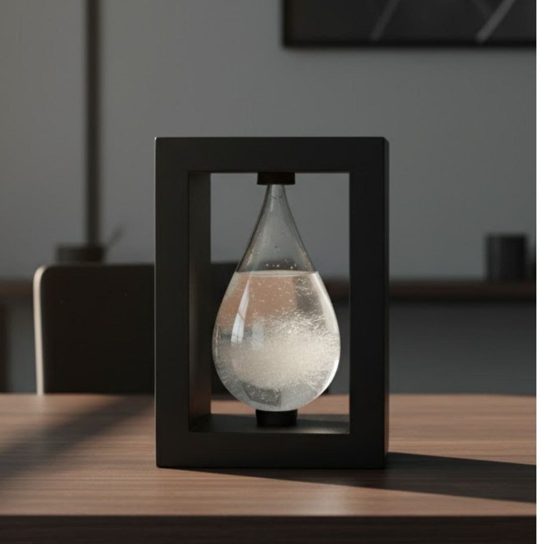 Barometr Burzowy Fitzroya w Oprawie Drewnianej - Kropla Storm Glass – BAW1