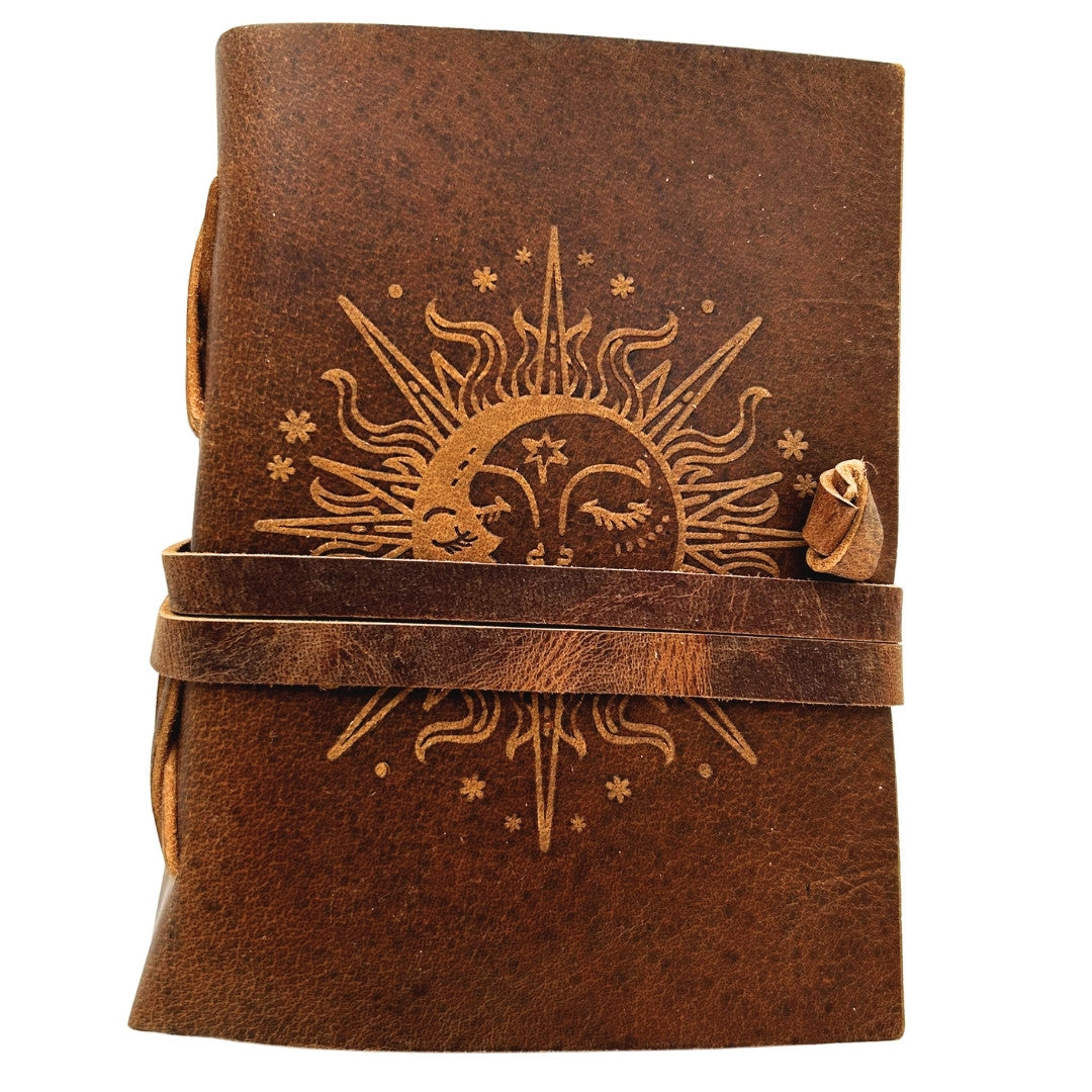 Notes Skórzany Vintage 200 stron - Słońce i Księżyc - Skóra bawola – H038
