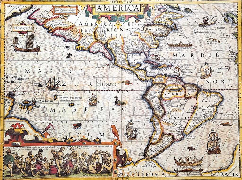 Mapa Ameryki 1628r. - J. Hondius Reprint - M1628