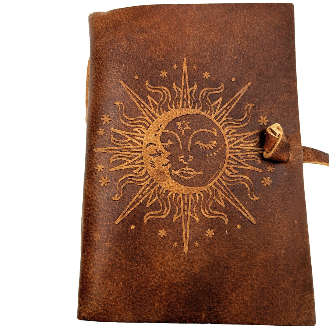 Notes Skórzany Vintage 200 stron - Słońce i Księżyc - Skóra bawola – H038