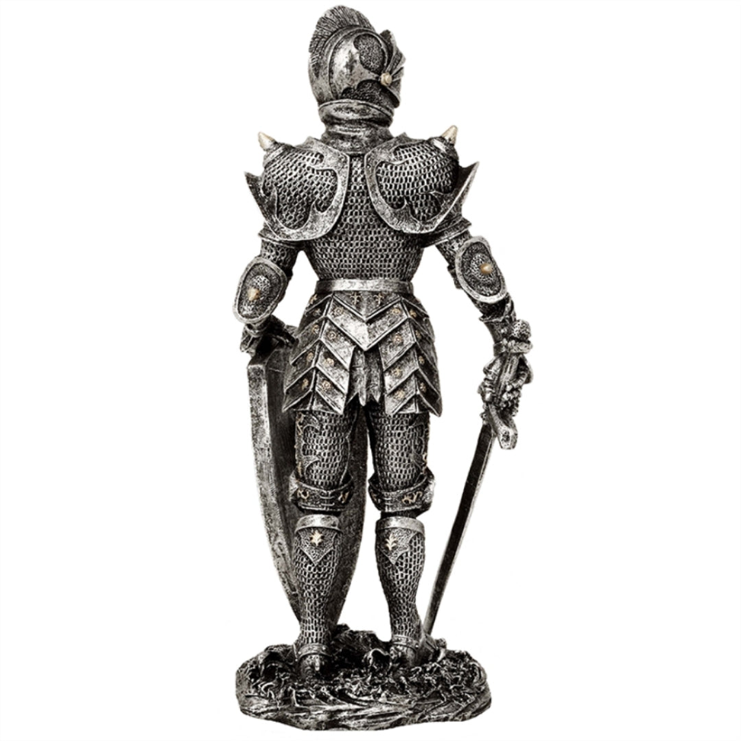 Figurka Dekoracyjna Rycerz w Srebrnej Zbroi Wysokość 30 cm - MC-23053