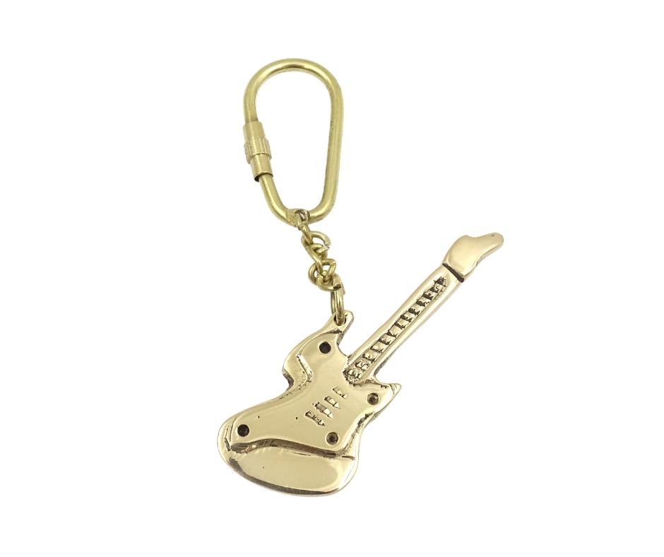Mosiężny Brelok do Kluczy Gitara w Eleganckim Pudełku – Prezent dla Gitarzysty - KRT21A