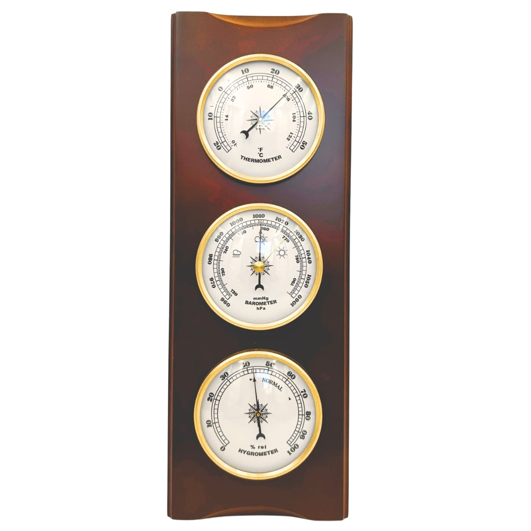 Elegancka Stacja Pogody – Barometr Termometr Higrometr 36cm Retro - YG336