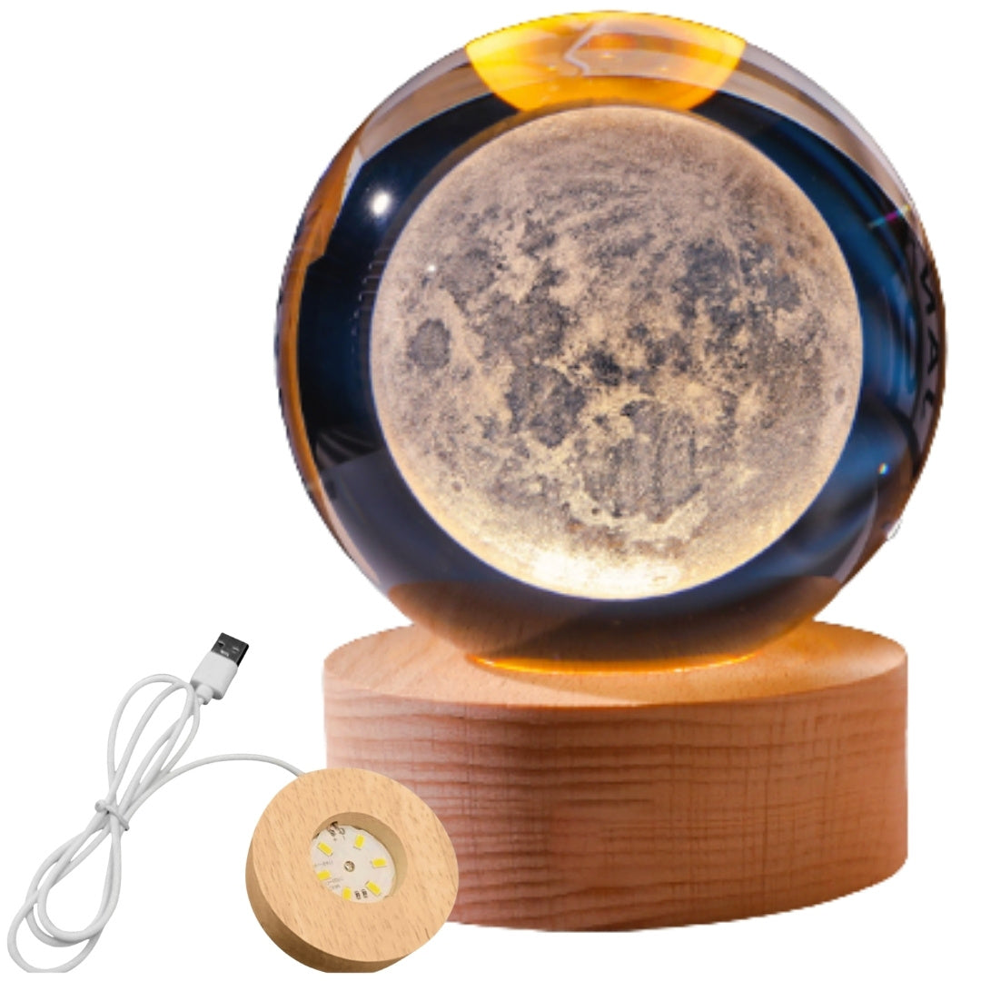 Szklana Kula 3D Księżyc- Lampa Nocna LED USB - Gadżet na Biurko
- KKS