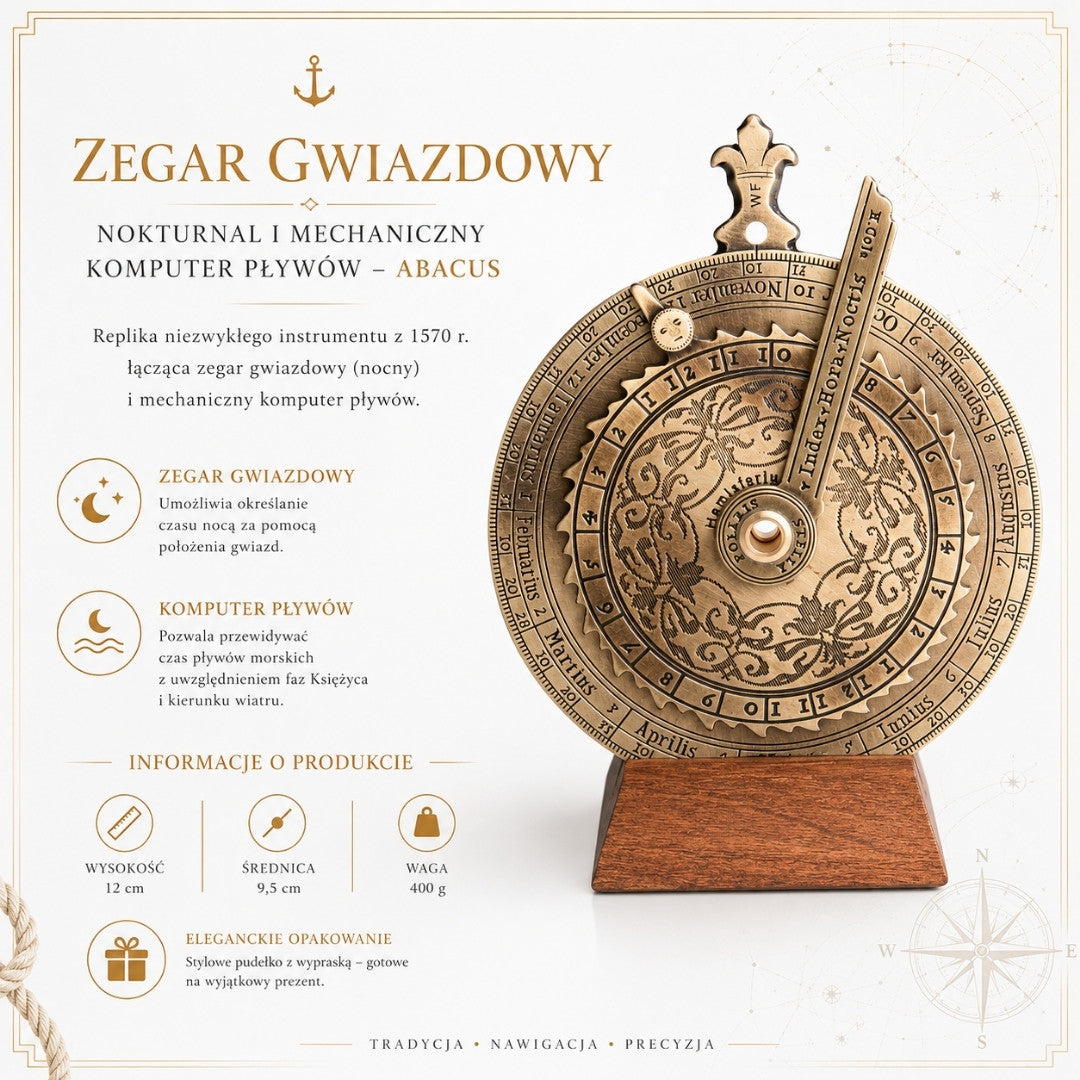 Zegar Gwiazdowy Nokturnal Mechaniczny Komputer Pływów Abacus - H31