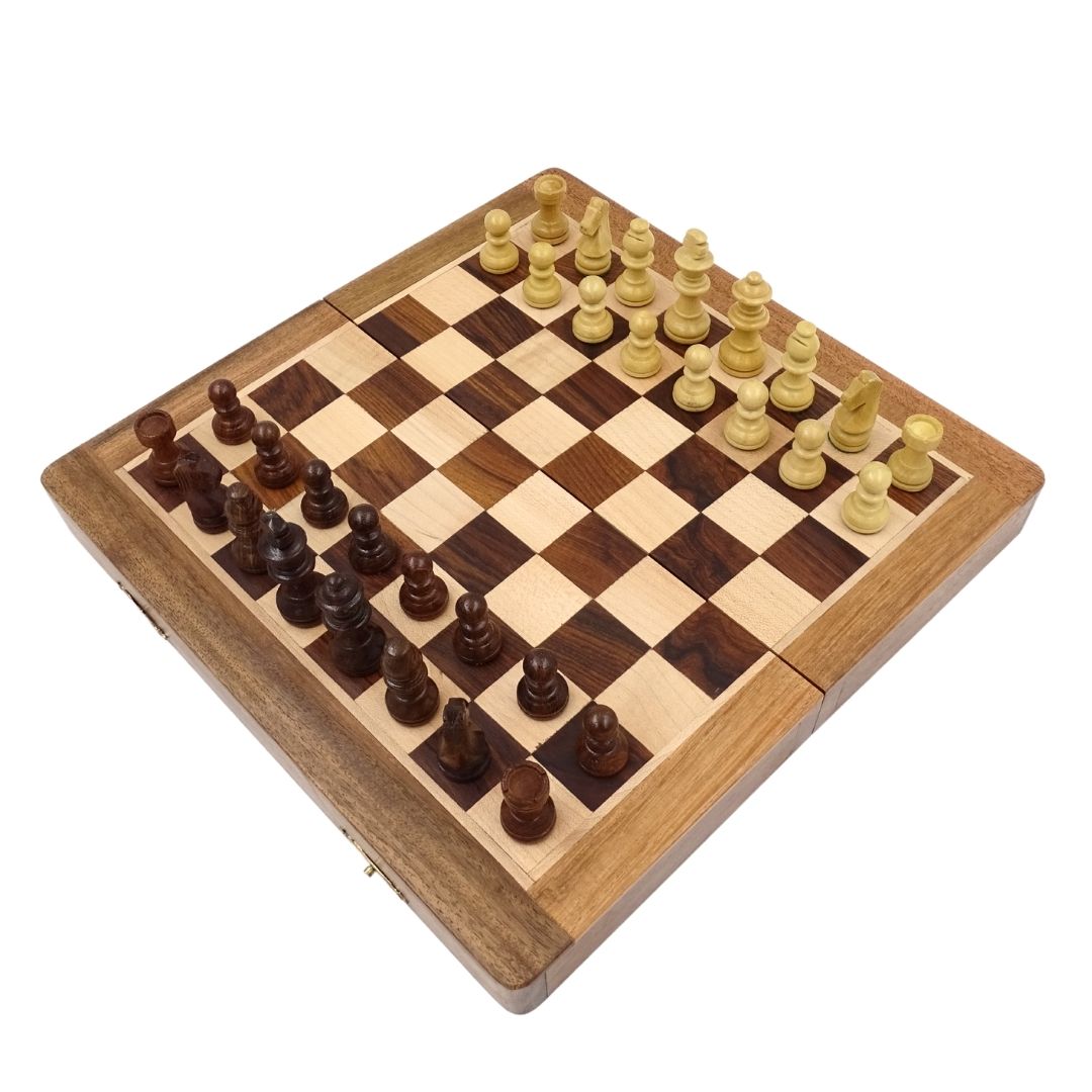 Szachy Drewniane Magnetyczne 30x30cm Składane - G614