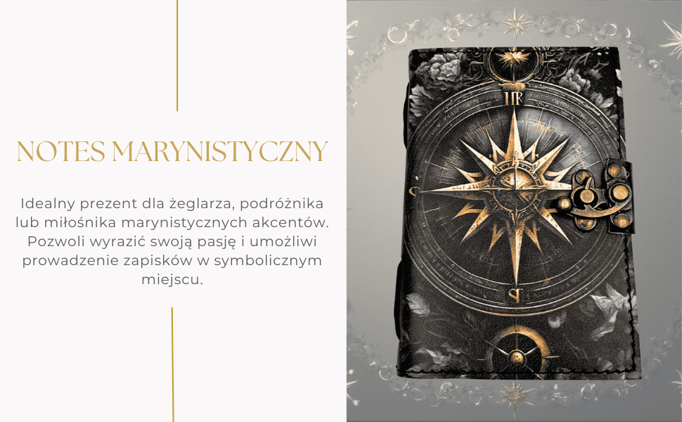Notes Skórzany Pamiętnik Retro Róża Wiatrów 200 stron - AH12