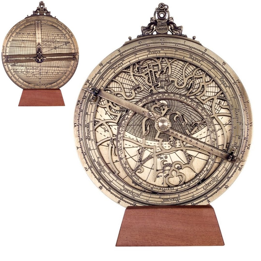 Wielkie mosiężne astrolabium Rojas– średnica 20 cm – reprodukcja – H34