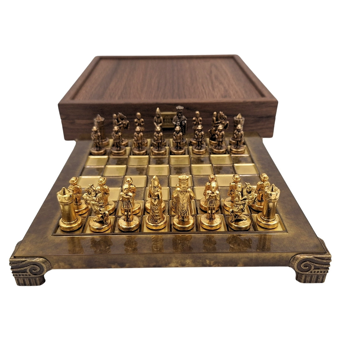 Ekskluzywne Szachy Metalowe Bizancjum 20x20 cm - S1CBRO