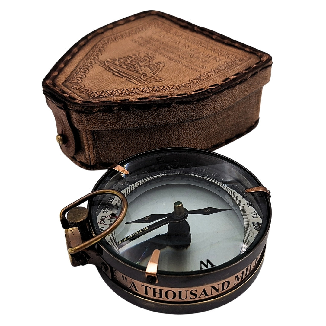 Kompas Magnetyczny - Map Reader w Skórzanym Etui – Retro Gadżet - NC2929