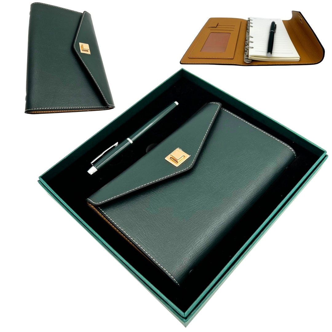 Elegancki Zestaw Upominkowy - Notes Skórzany z Długopisem w Pudełku Prezentowym – Premium – EE8