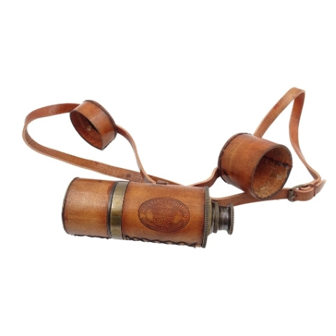 Luneta mosiężna retro skórzana z paskiem - Replika - NC1596