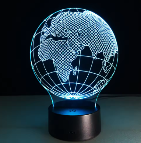 Lampka LED - Globus - 7 różnych kolorów - USB - P108