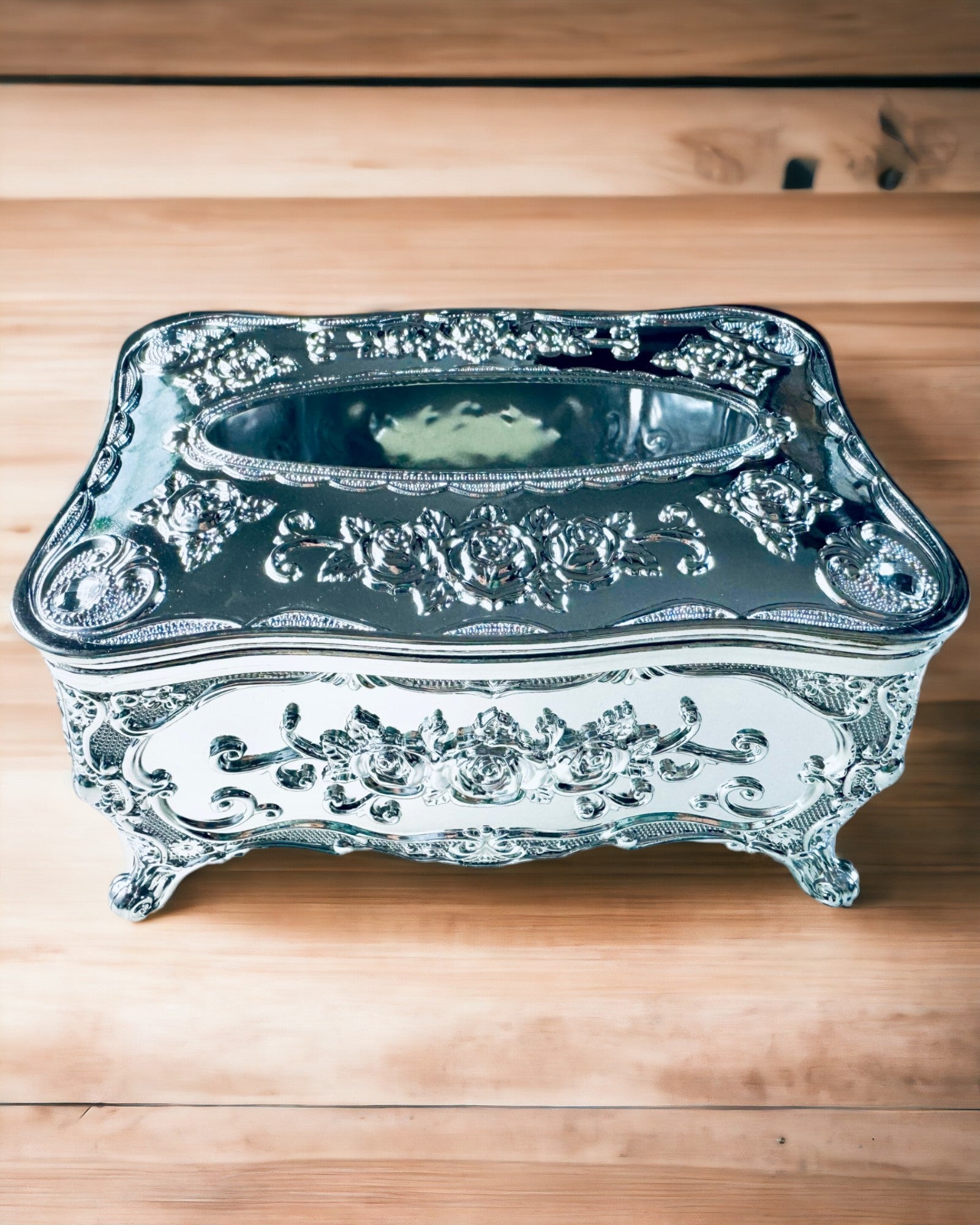 Κομψό Κουτί για Χαρτομάντηλα με Ανάγλυφα Λουλούδια - Δοχείο για Χαρτοπετσέτες