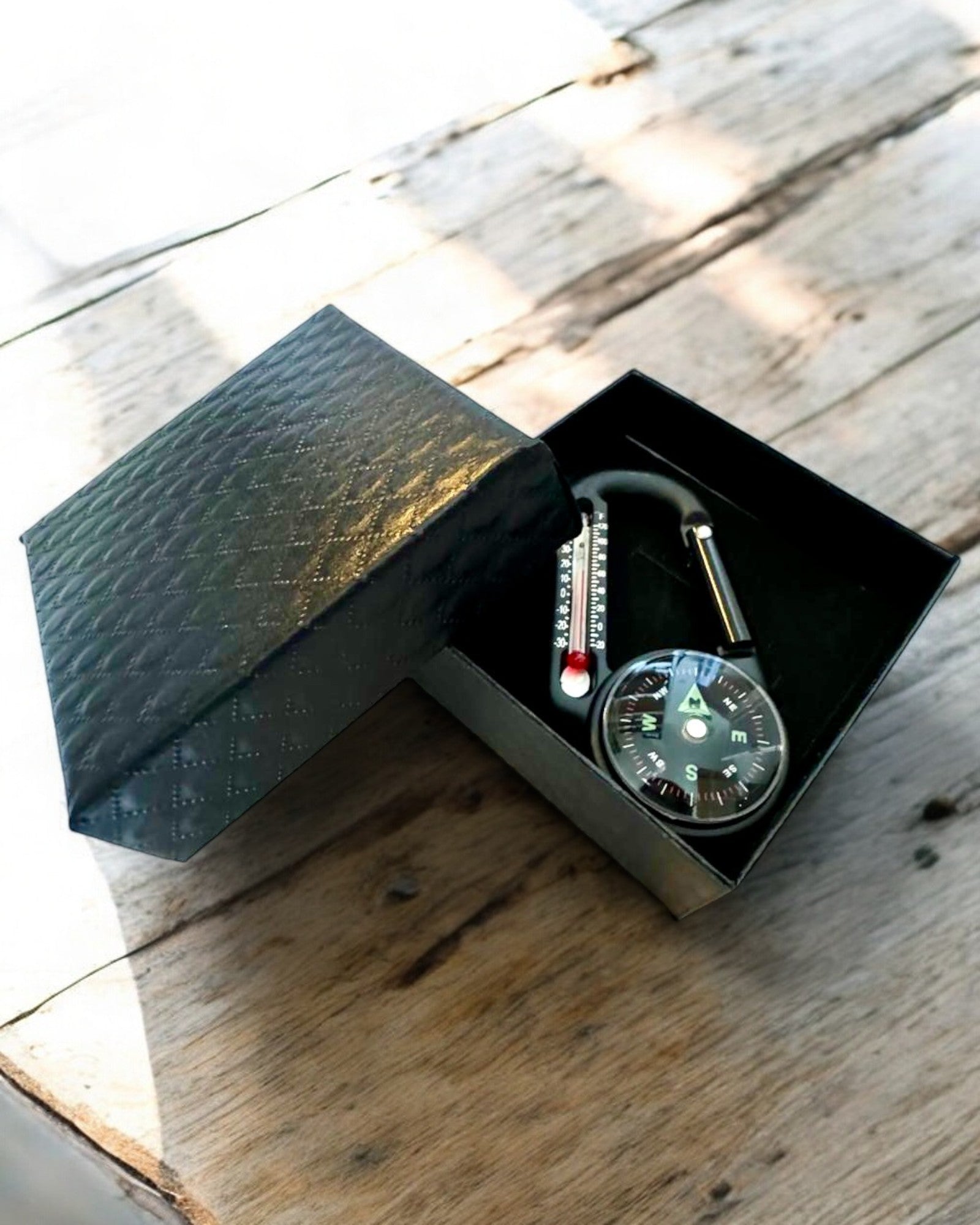 Κομπάς καραμπίνερ με θερμόμετρο, μπρελόκ - δυνατότητα χάραξης