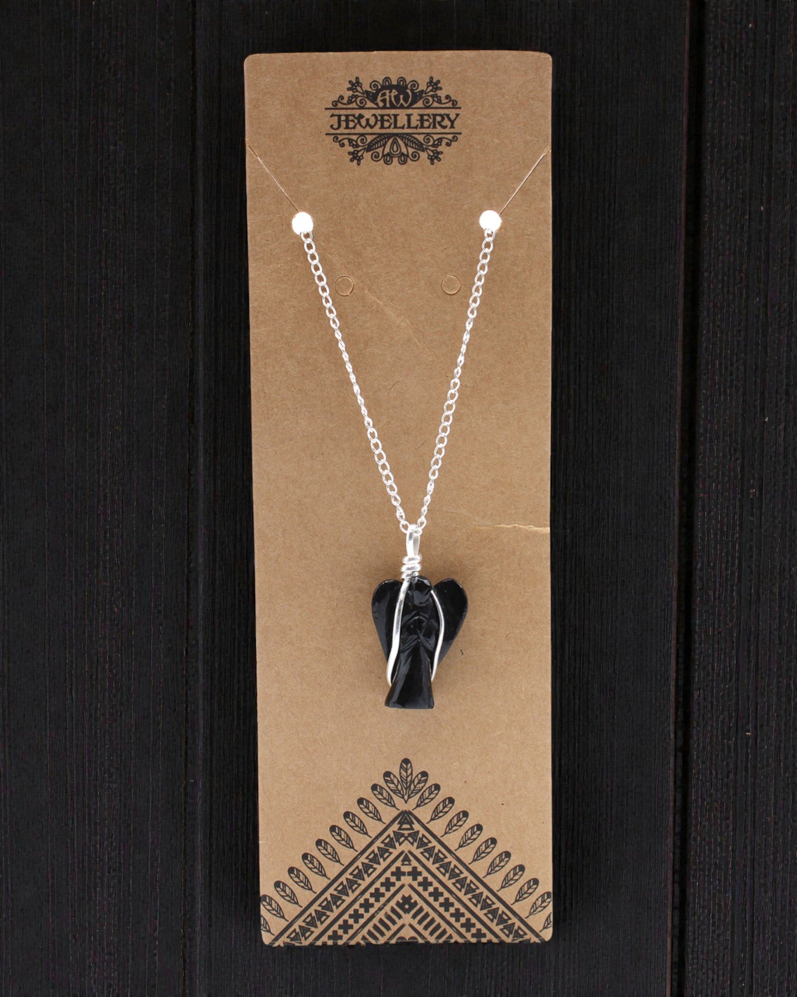 Guardian Noctis – Wisior Anioł Stróż z Czarnego Agatu