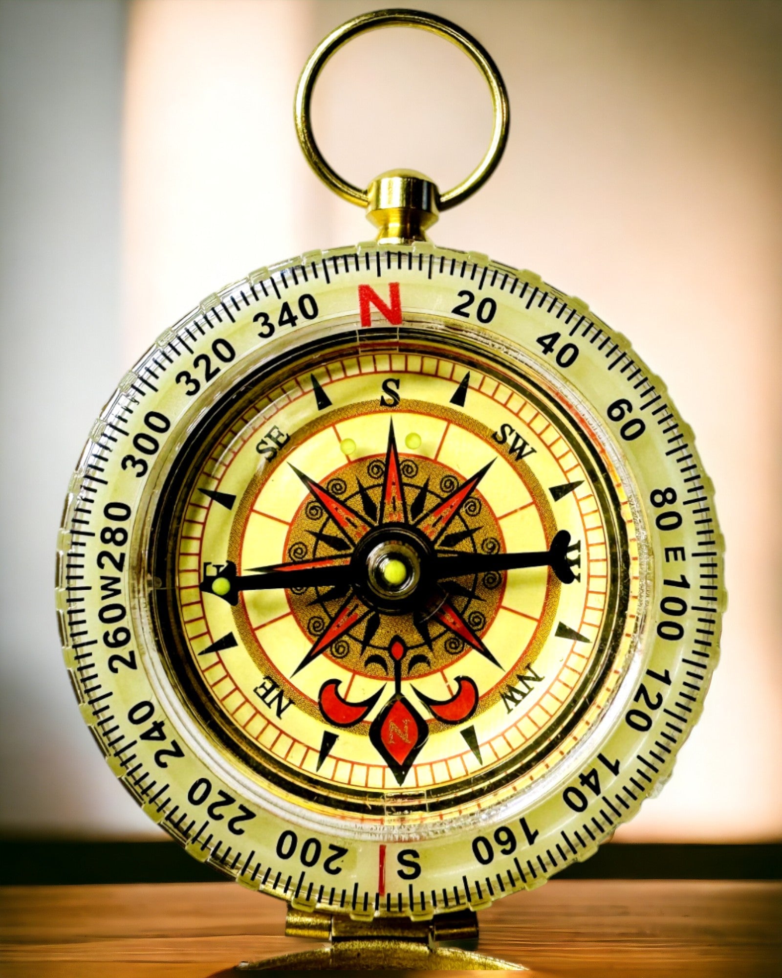 Αδιάβροχη Ορειχάλκινη Πυξίδα με Φωτεινό Εφέ - Απαραίτητο για Πεζοπορία και Κατασκήνωση, εξατομίκευση με χάραξη