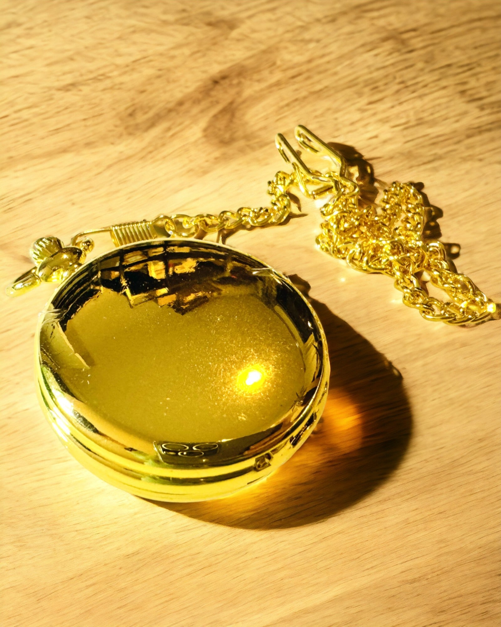 Κλασικό Μηχανικό Ρολόι Τσέπης με Διπλό Κάλυμμα, Χειροκίνητο, Χρυσό Χρώμα, με Χάραξη