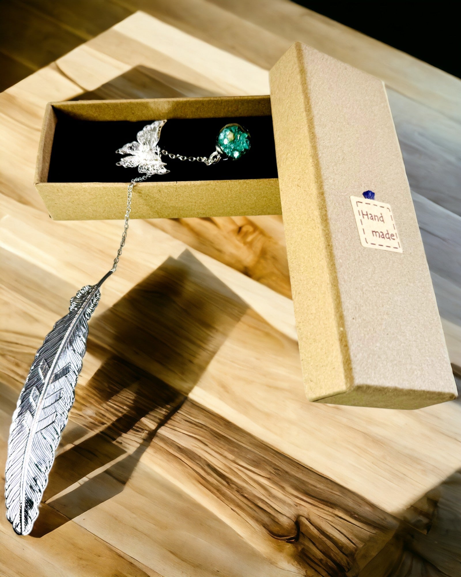 Δημιουργικός Σελιδοδείκτης Βιβλίου σε Ρετρό Στυλ με Μοτίβο Φτερού και Πεταλούδας – Κομψό Προωθητικό Δώρο, Χρώμα Ασημί/Μπλε