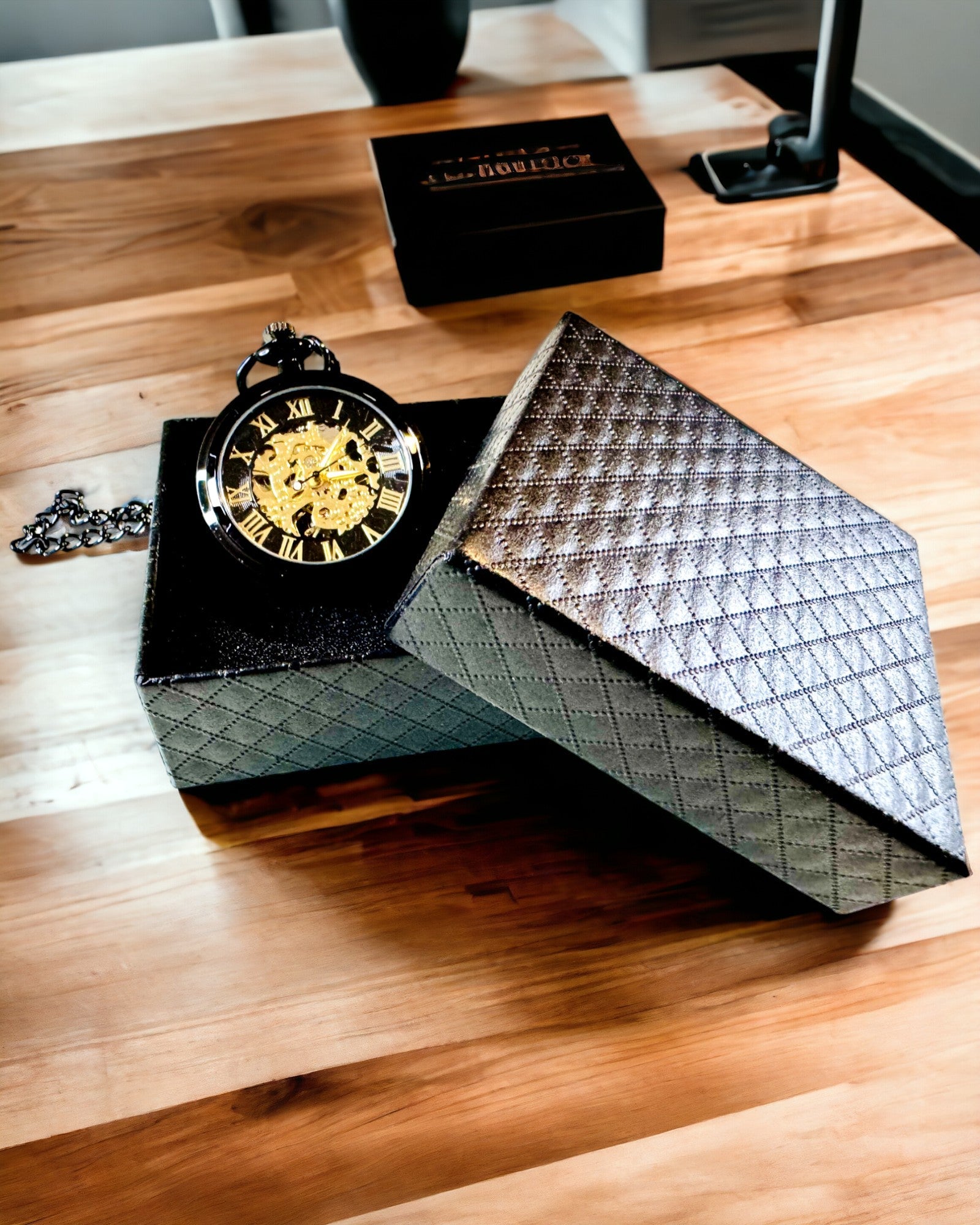 Μηχανικό Ρολόι Τσέπης Ρετρό Στυλ, Αδιάβροχο, Ημιαυτόματο - χρώμα Μαύρο - Ιδανικό για Δώρο, χάραξη