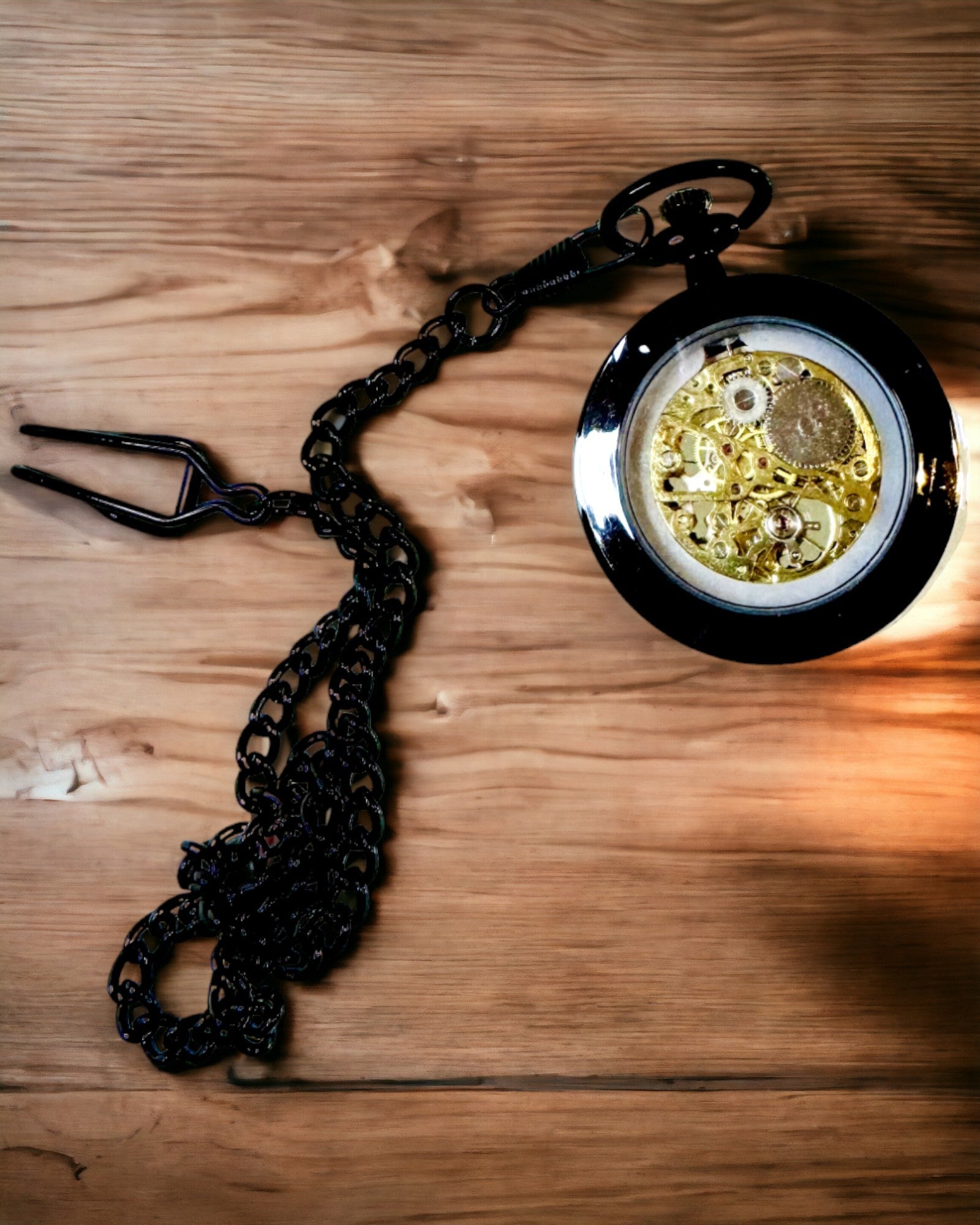 Μηχανικό Ρολόι Τσέπης Ρετρό Στυλ, Αδιάβροχο, Ημιαυτόματο - χρώμα Μαύρο - Ιδανικό για Δώρο, χάραξη