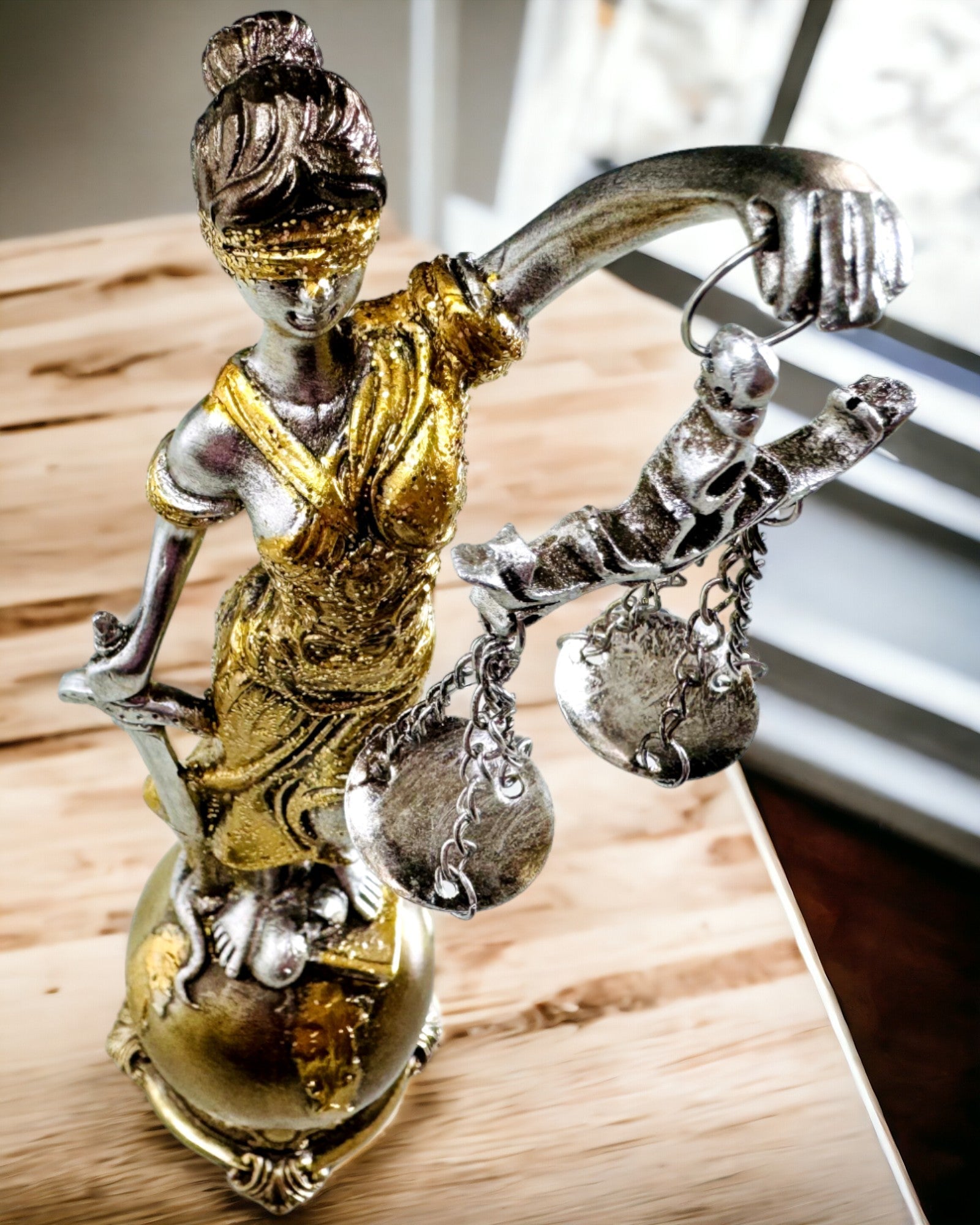 Αγαλματίδιο Θεάς της Δικαιοσύνης – Καλλιτεχνική Διακόσμηση για Ράφι, Χειροτεχνία από Ρητίνη, εξατομίκευση με χάραξη