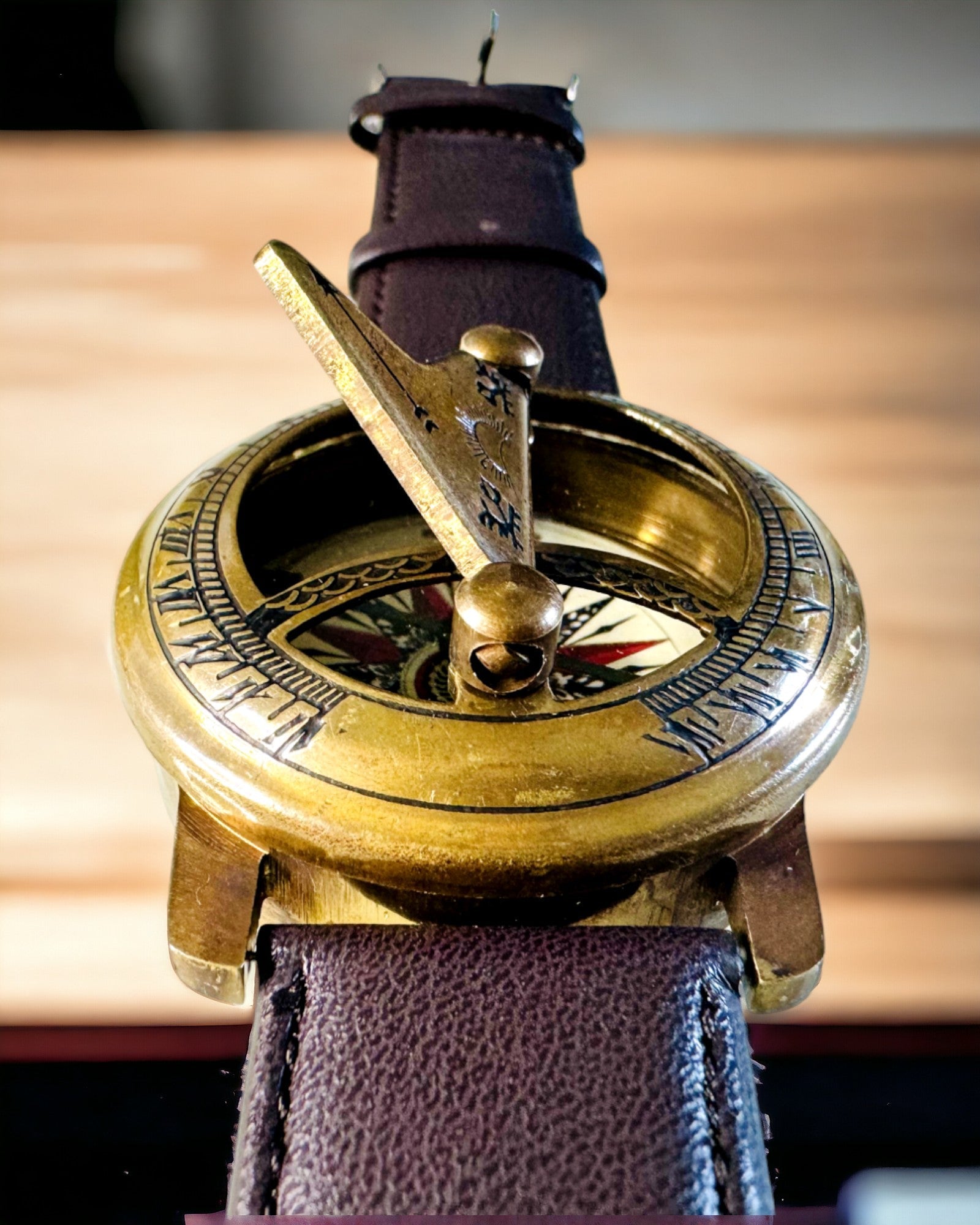 Ηλιακό Ρολόι με Πυξίδα - Χειροποίητο, Αυθεντική Χειροτεχνία, δυνατότητα χάραξης