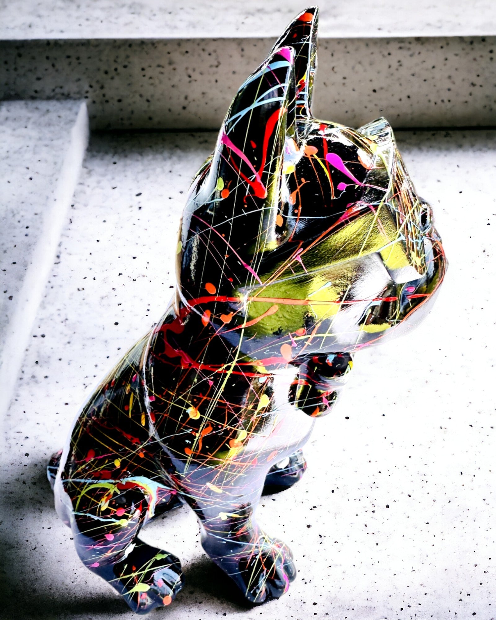 Kolorowy Psiak Artystyczny - Χειροποίητα Ζωγραφισμένο Γαλλικό Μπουλντόγκ, εξατομίκευση με χάραξη, ιδανικό για δώρο