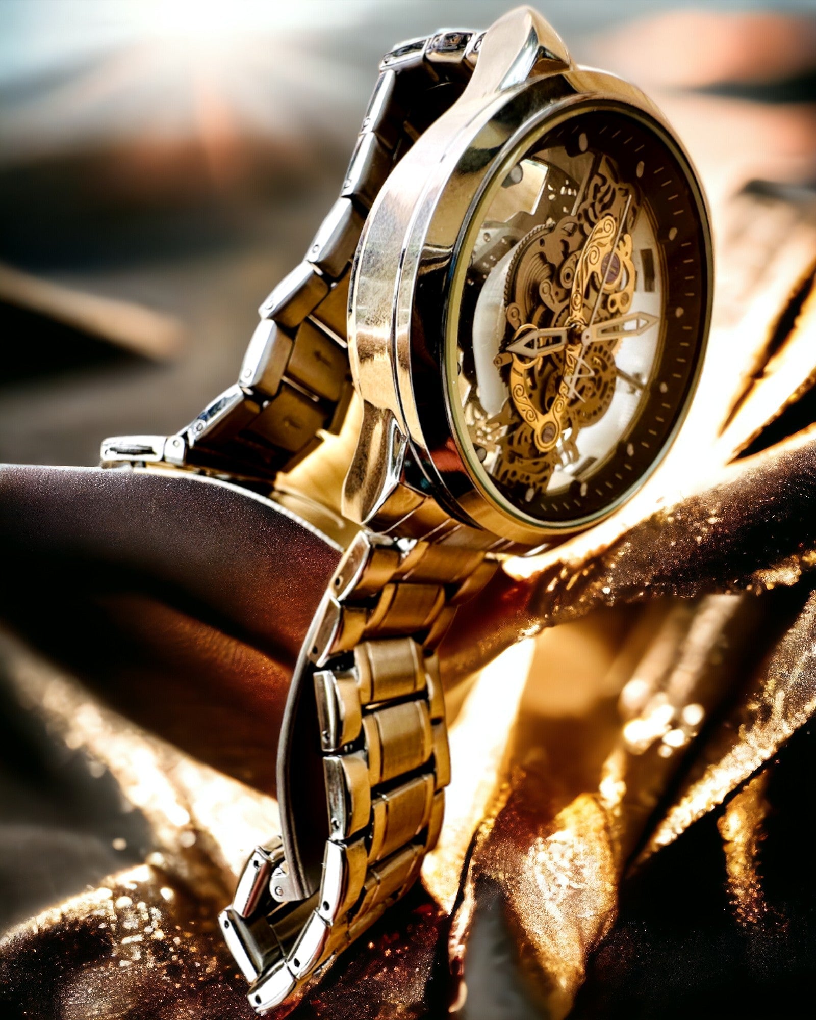 Ανδρικό κομψό ρολόι KIMSDUN Prestige με Διαφανή Μηχανισμό και Αθλητική Κομψότητα, δυνατότητα εξατομίκευσης με χάραξη