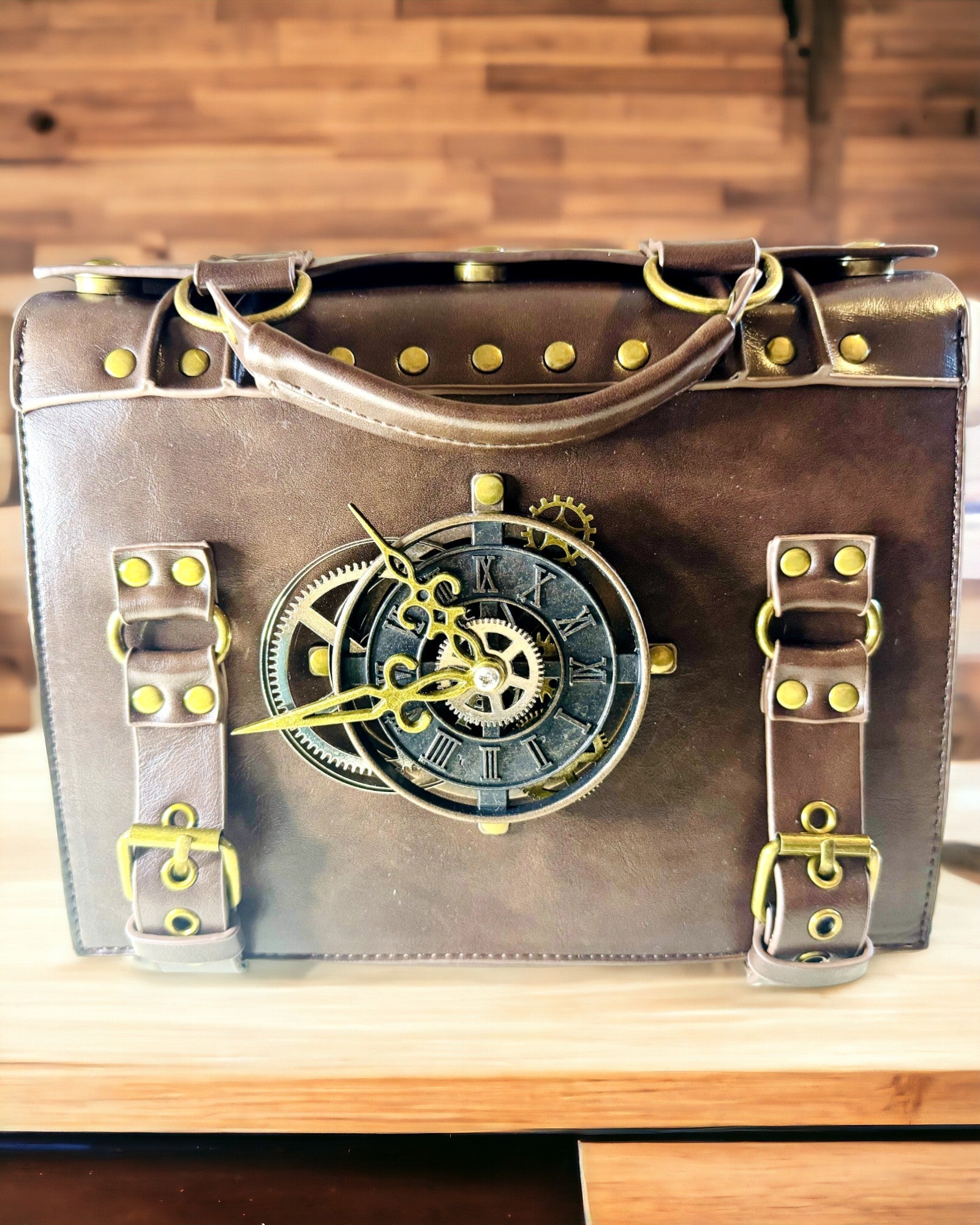 Τσάντα Crossbody με Μοτίβο Ρολογιού Vintage - Πολυχρηστική Τσάντα Satchel με Υφή Δέρματος PU
