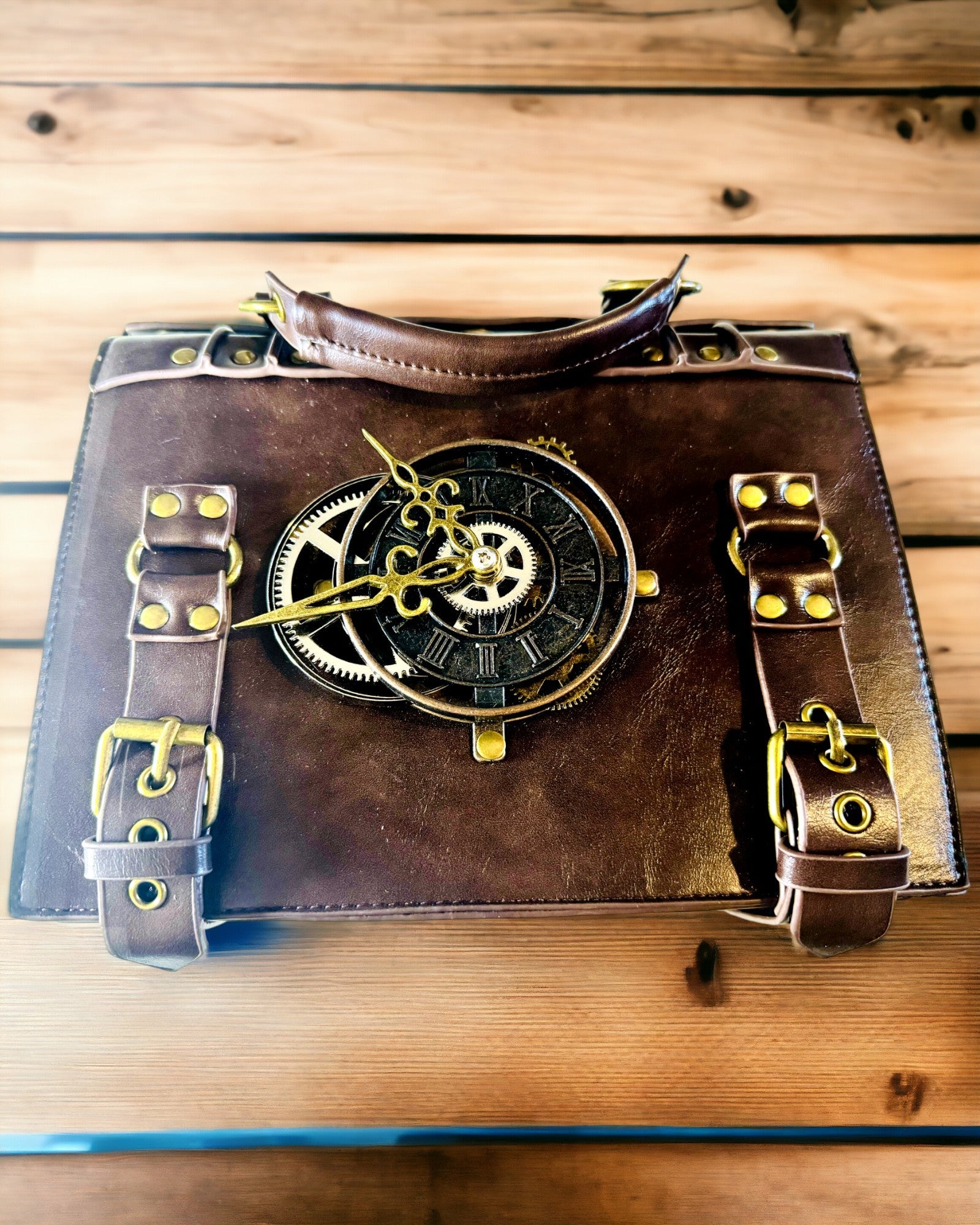 Τσάντα Crossbody με Μοτίβο Ρολογιού Vintage - Πολυχρηστική Τσάντα Satchel με Υφή Δέρματος PU